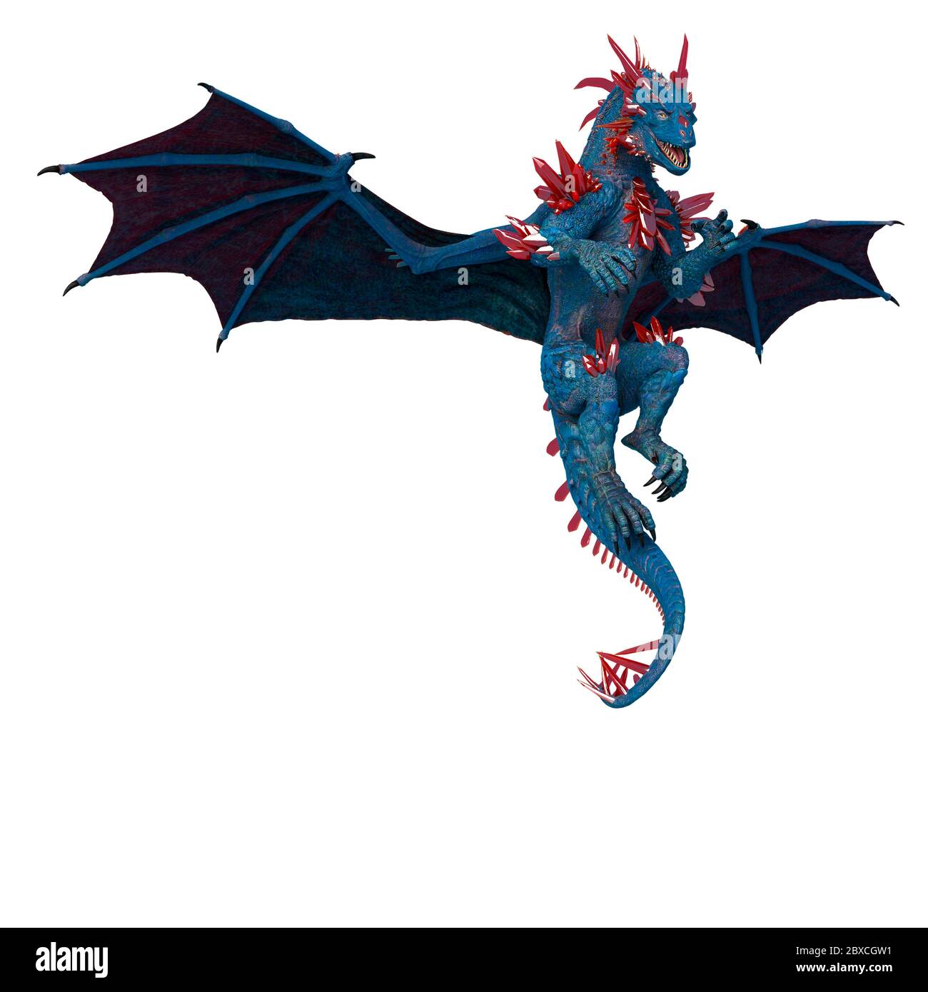 crystal dragon in white background. This lizard in clipping path is