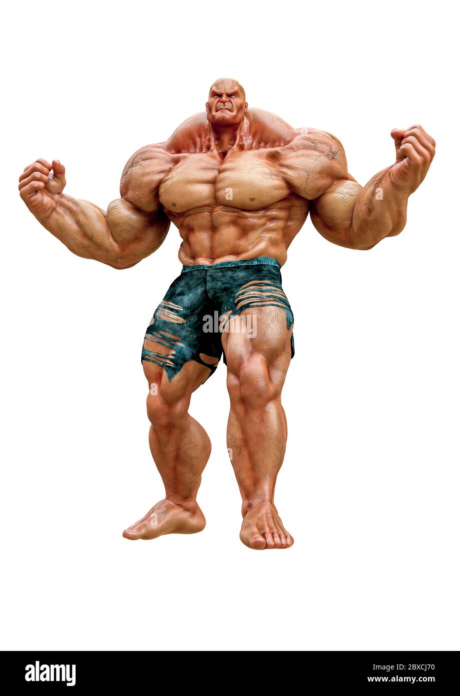 super muscleman will smash your face in a white background. This muscle man  in clipping path is very useful for graphic design creations, 3d illustrat  Stock Photo - Alamy
