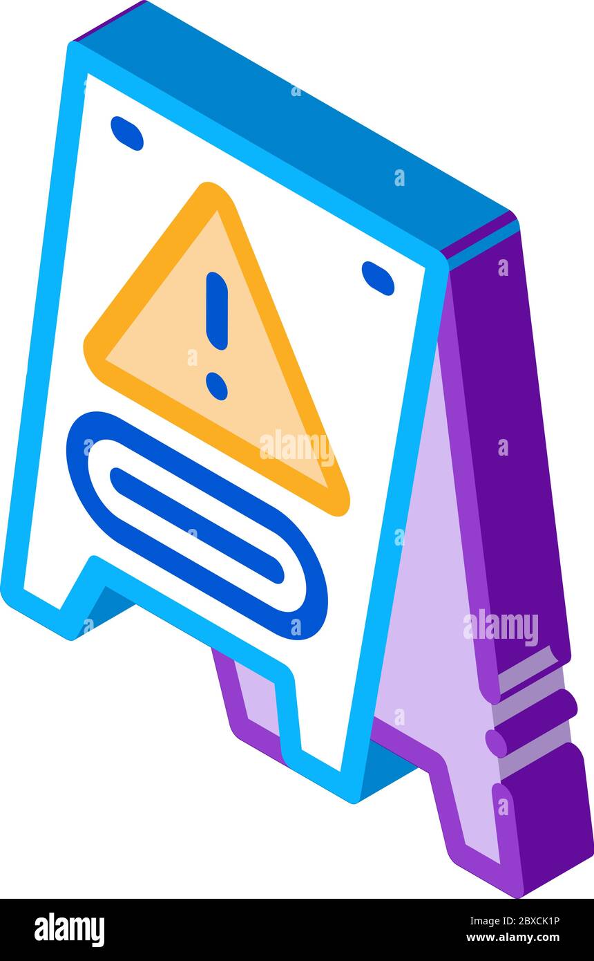 Caution Board Isometric Icon Vector Illustration Stock Vector