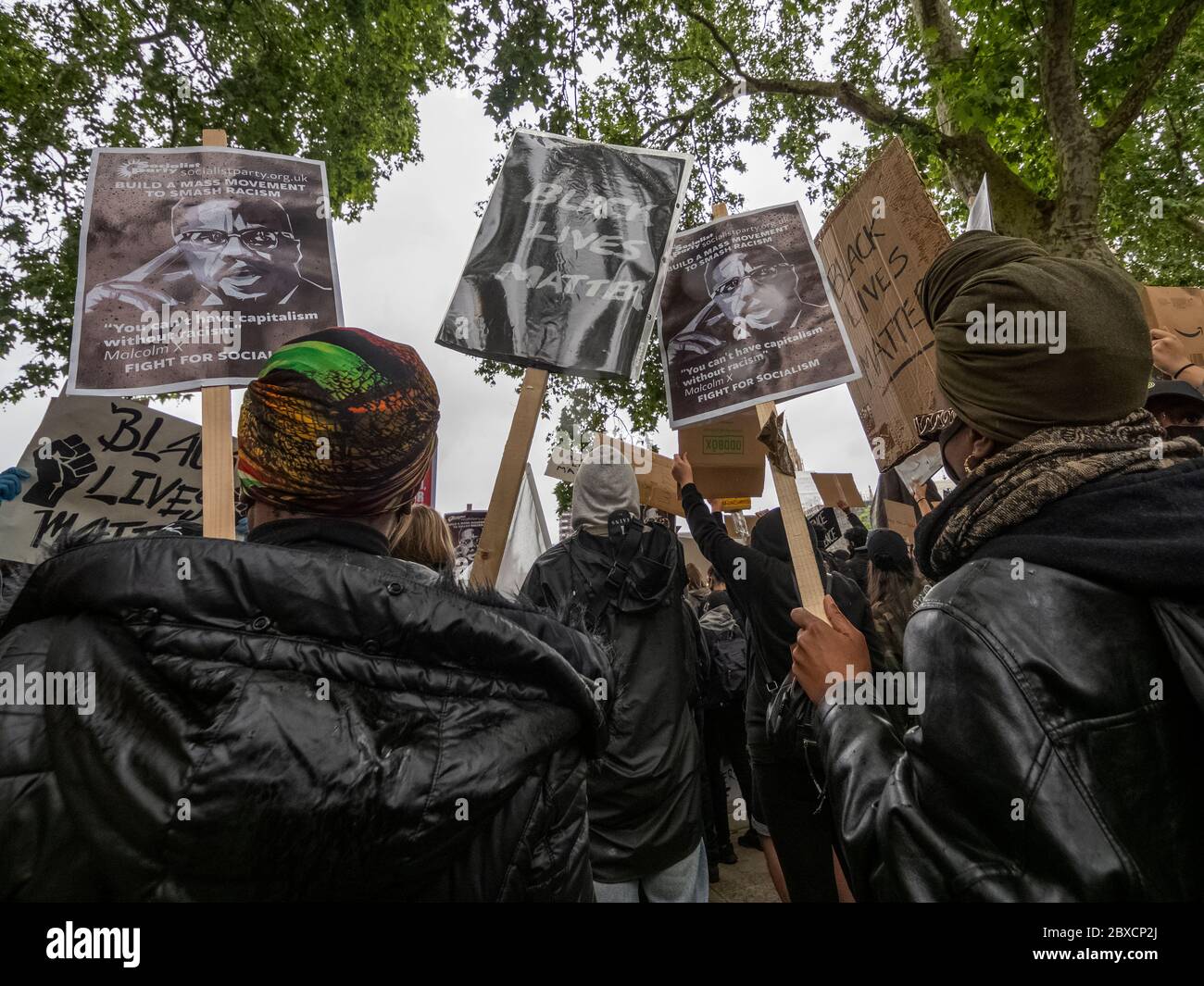 London. UK. June the 6th 2020. Protesters during the Black Lives Matter in Parliament Square. Stock Photo