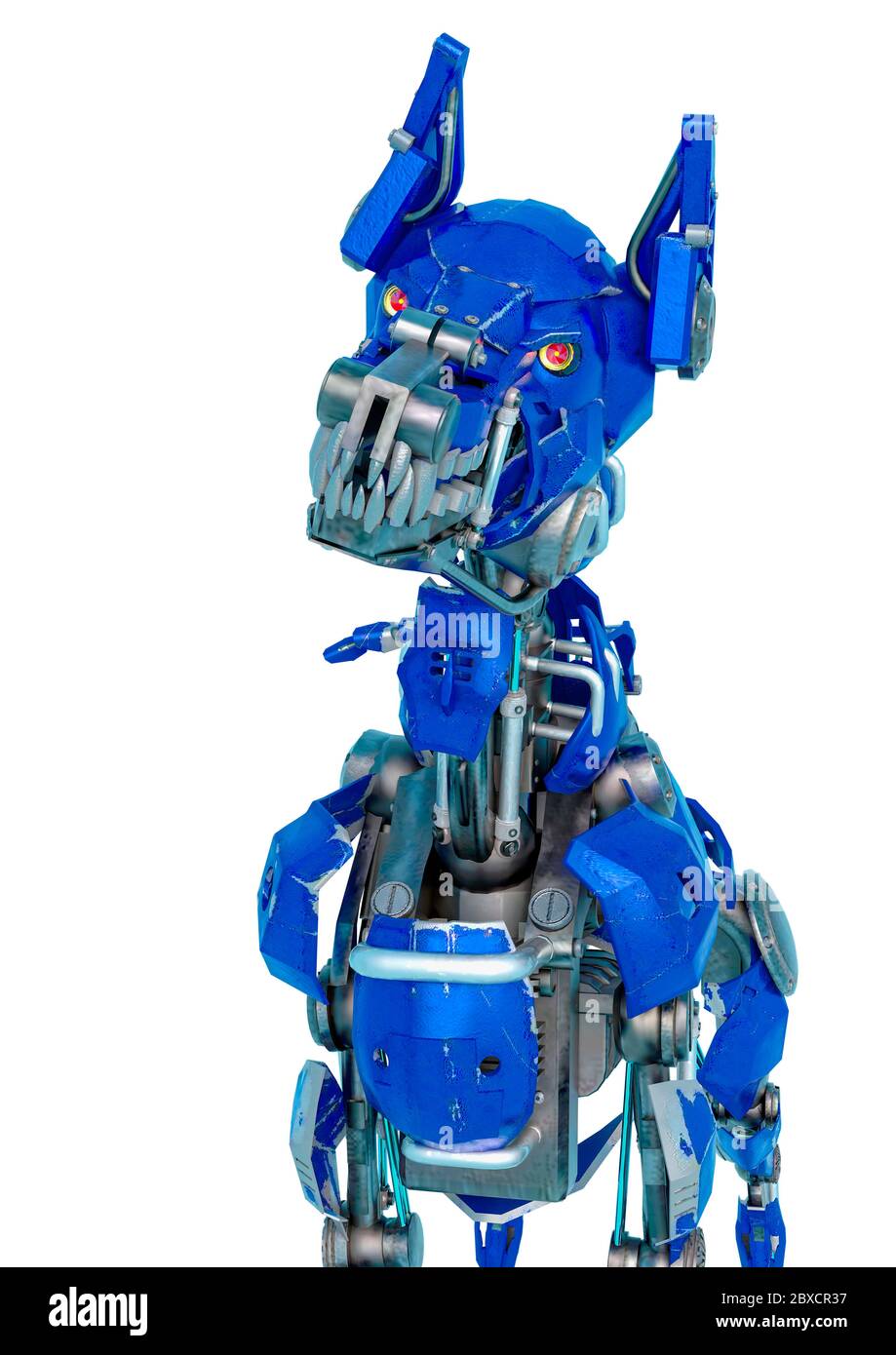 blue and white robot dog