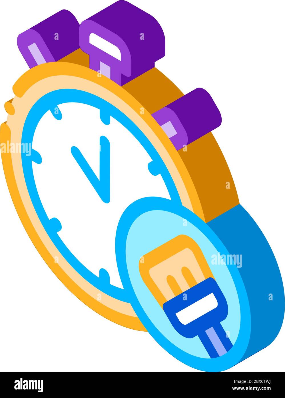 Stopwatch Brush Isometric Icon Vector Illustration Stock Vector Image ...