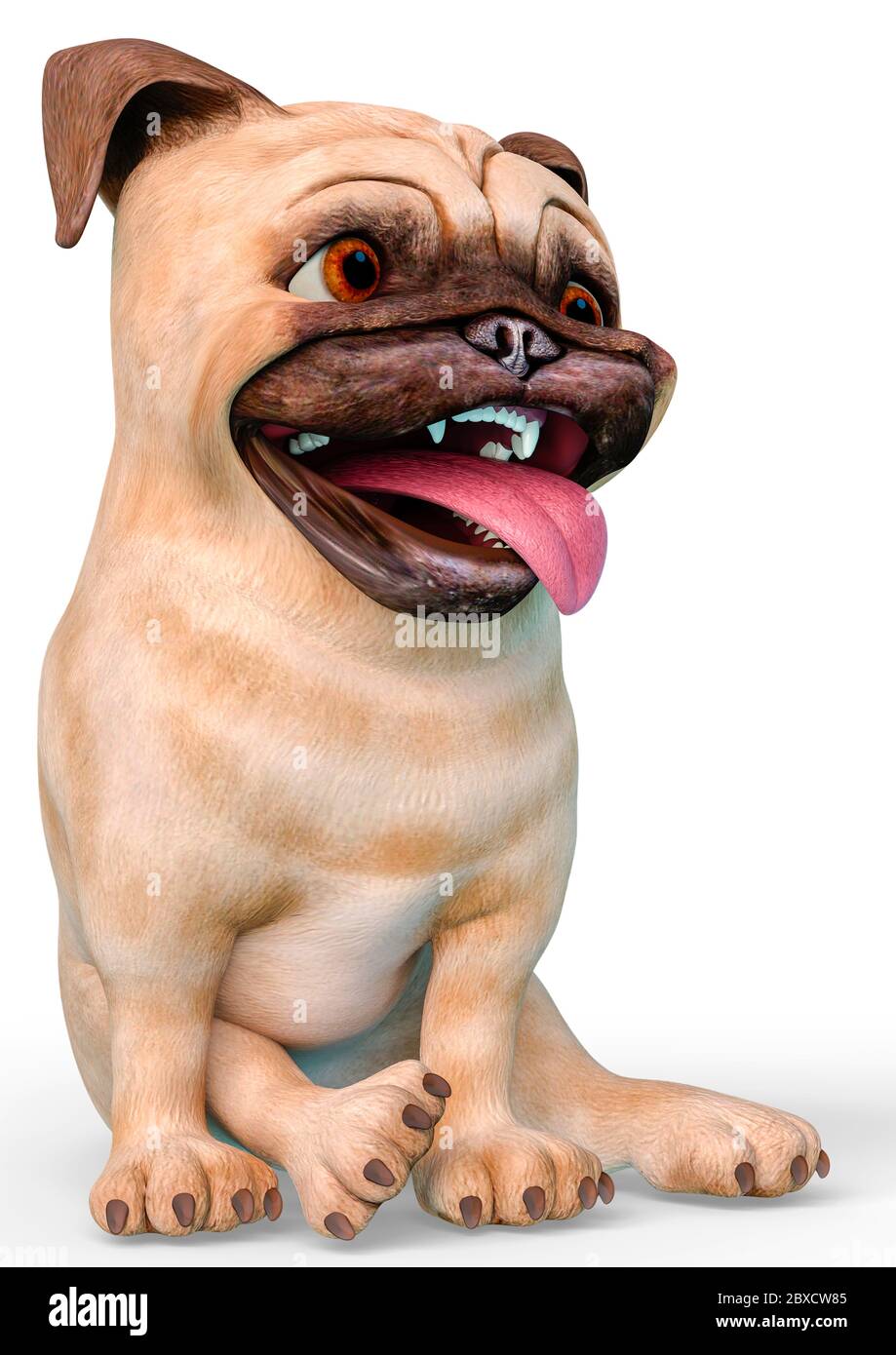 puppy pug in a white background. This pug will put some love at yours creations. Stock Photo