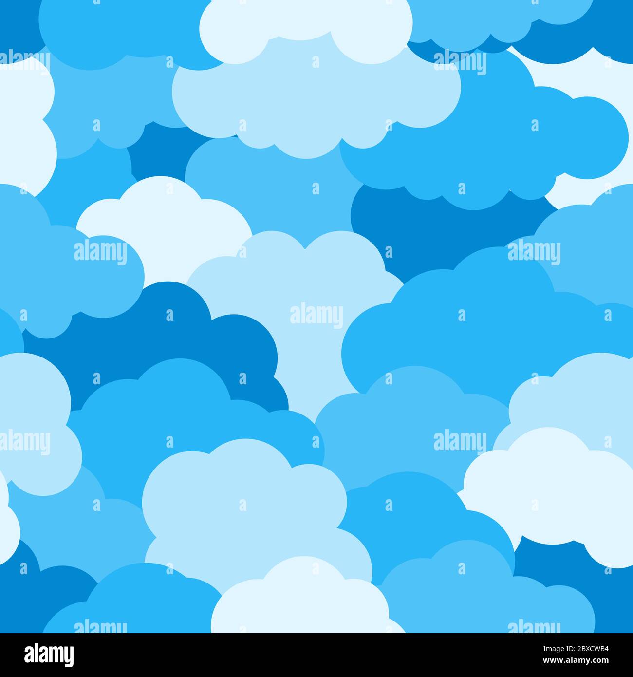 Cartoon blue sky cloud seamless pattern. limitless background, cloudy  heaven layered effect. Flat cartoon air weather sign. Repeat ornament for  paper wrap, fabric, print. Vector illustration Stock Vector Image & Art -