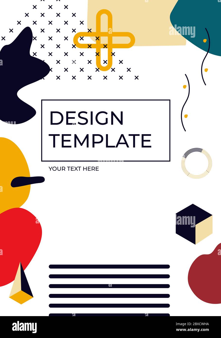 Cover template memphis closeup vertical with space for text. Geometric ...