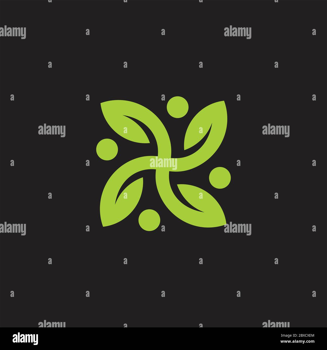 abstract propeller green leaf geometric logo vector Stock Vector