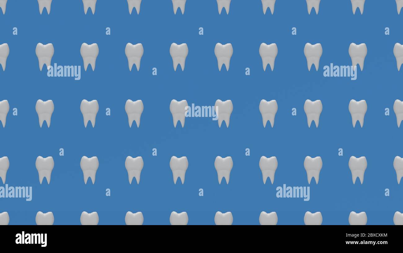 Seamless pattern background of white teeth molars. 3d illustration ...