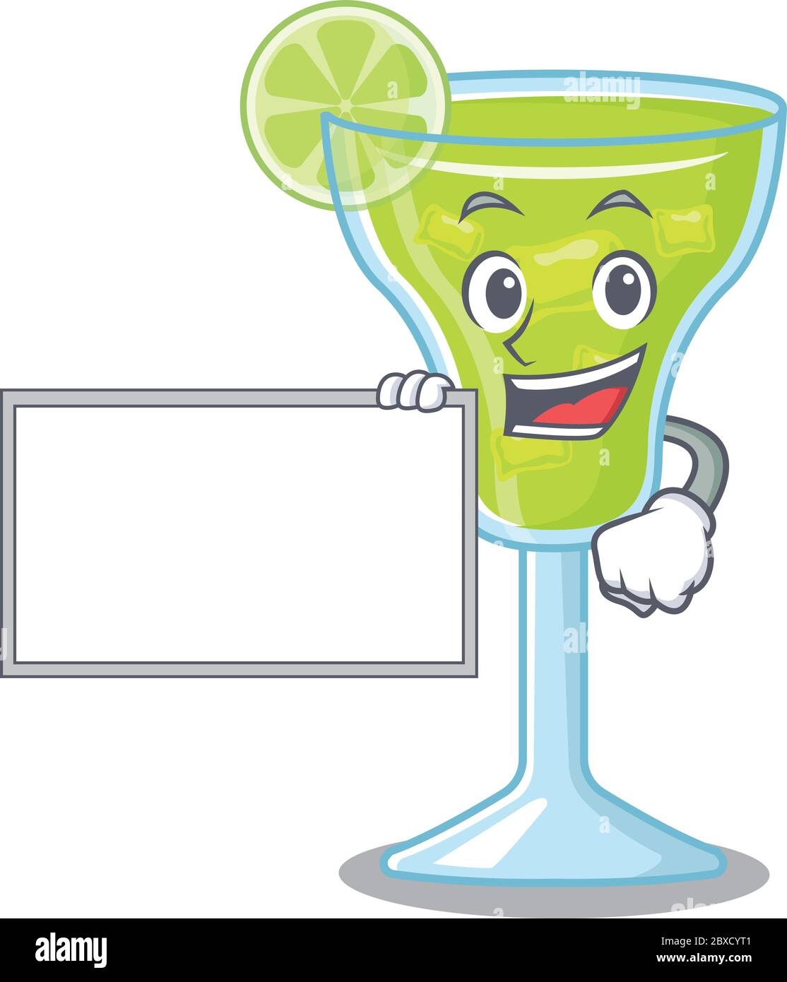 Cartoon Character Design Of Margarita Cocktail Holding A Board Stock Vector Image Art Alamy