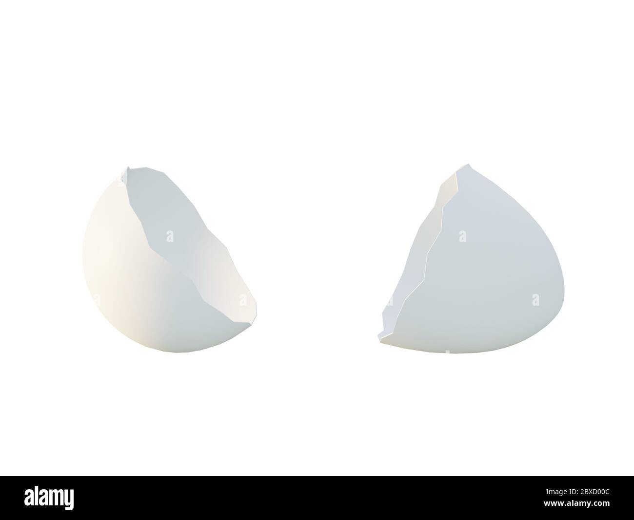 broken white egg on a white background. 3d illustration Stock Photo - Alamy