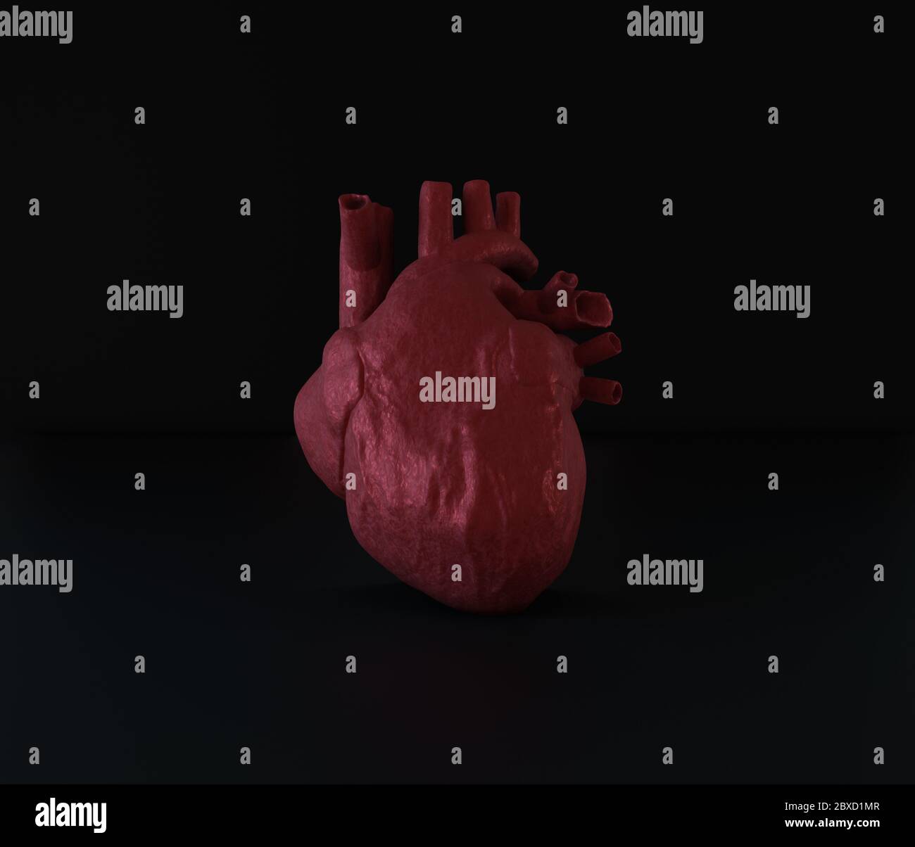 Human heart on a black background. 3d illustration Stock Photo - Alamy