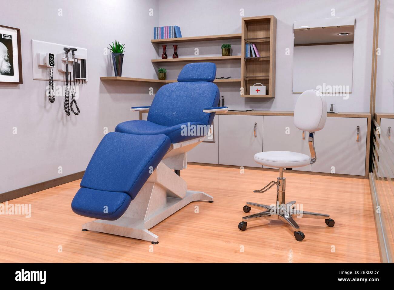 doctor office or examination room in a hospital blue chair view