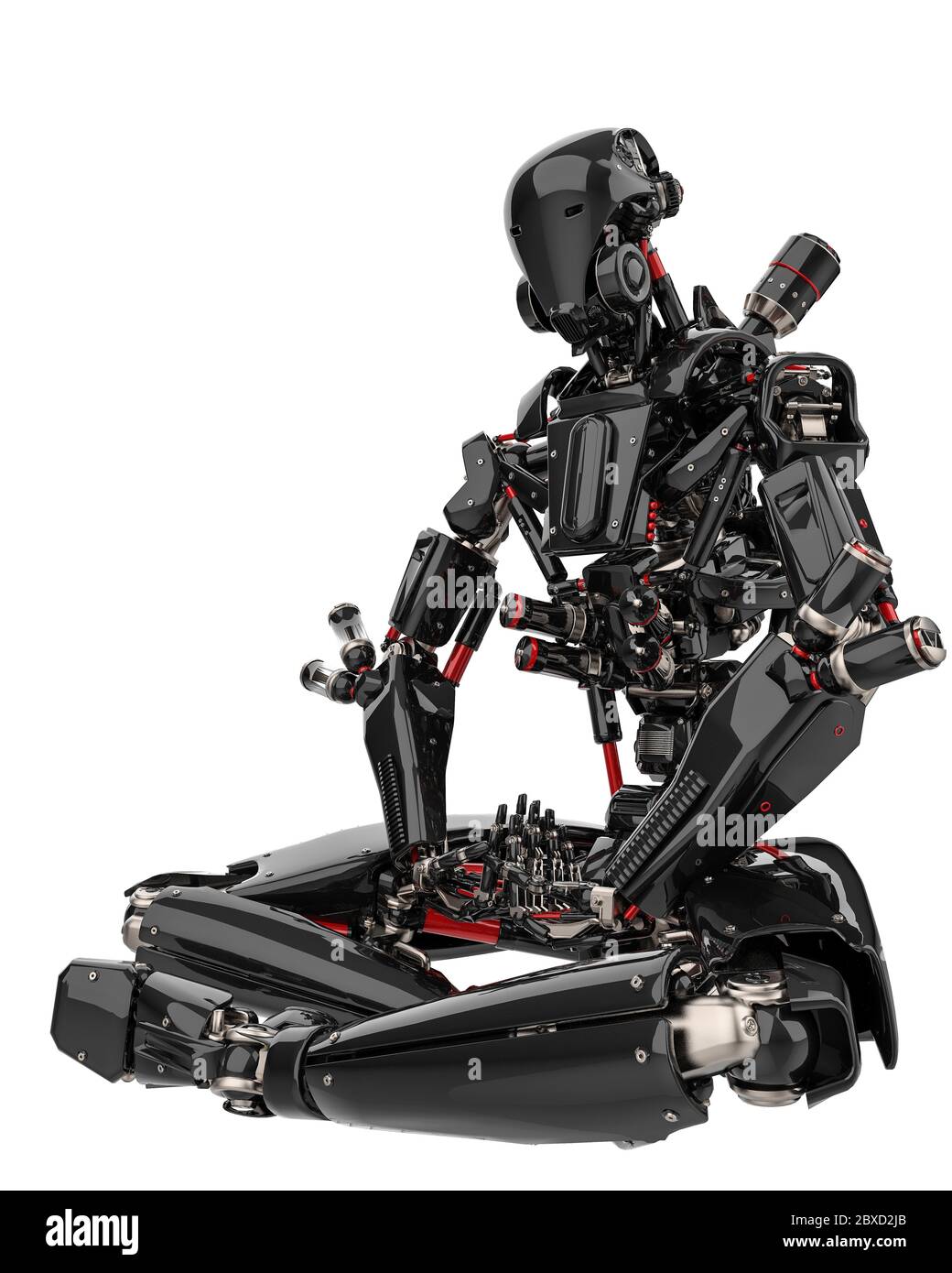 mega black robot super drone in a white background. This super robot