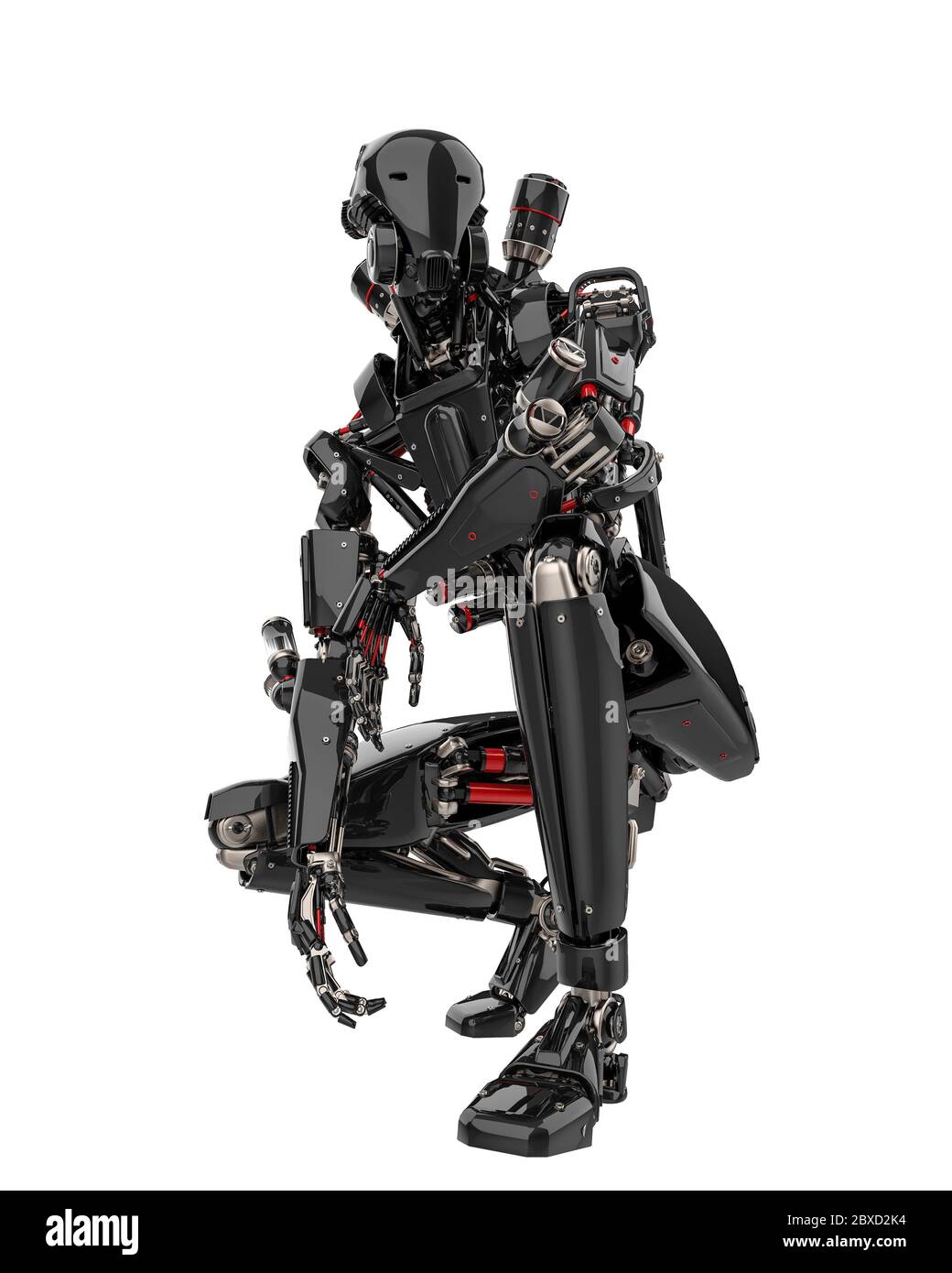 mega black robot super drone in a white background. This super robot
