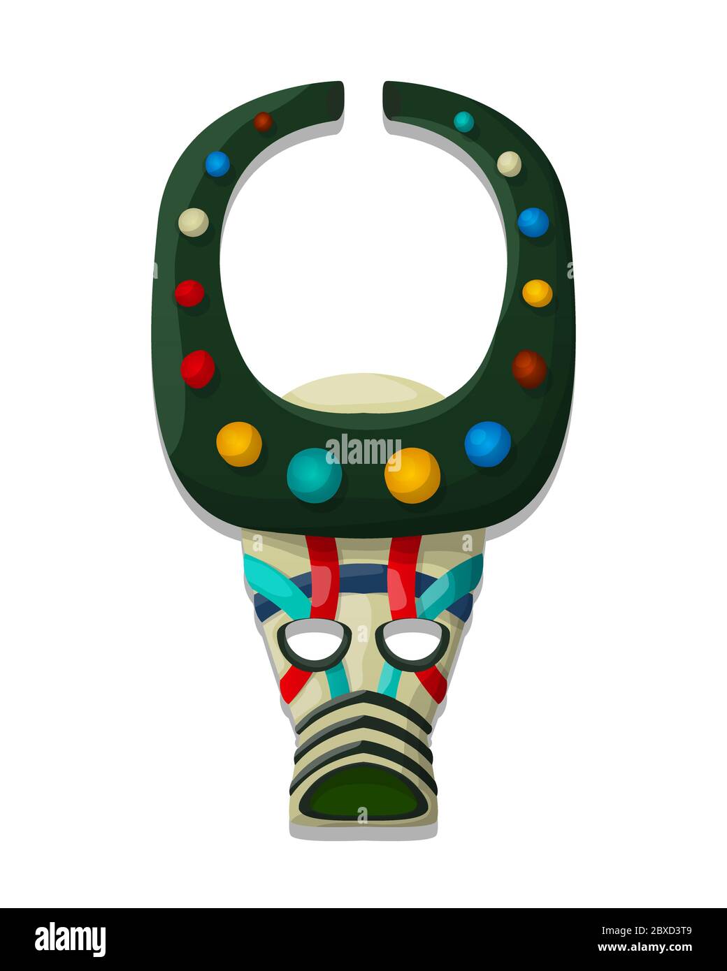 Vector decorative tribal mask, isolated object over white background