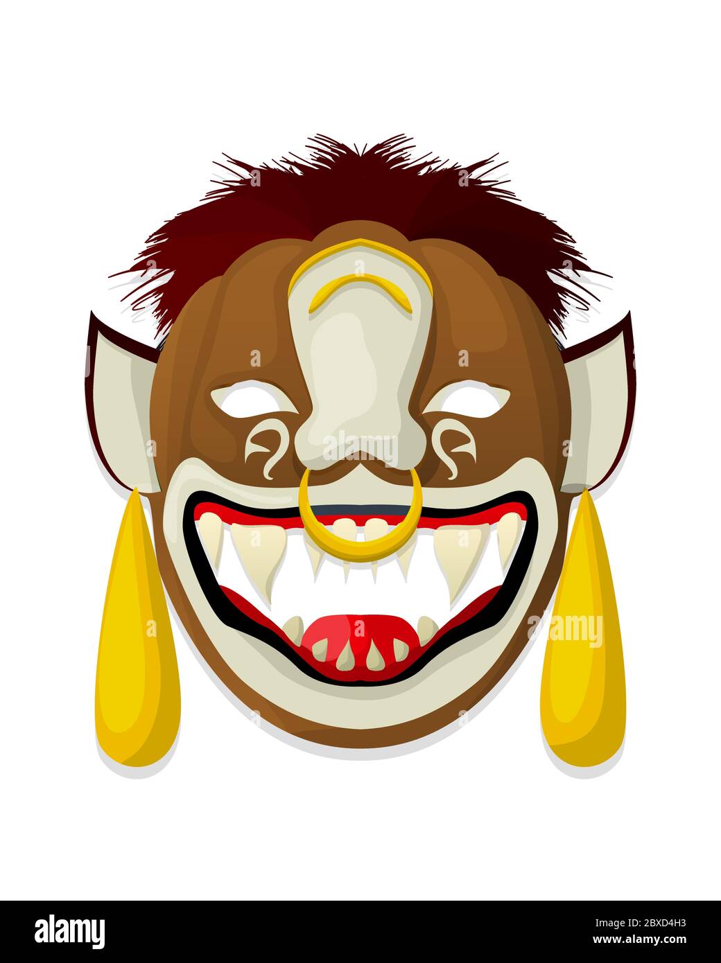 Vector decorative tribal mask, isolated object over white background