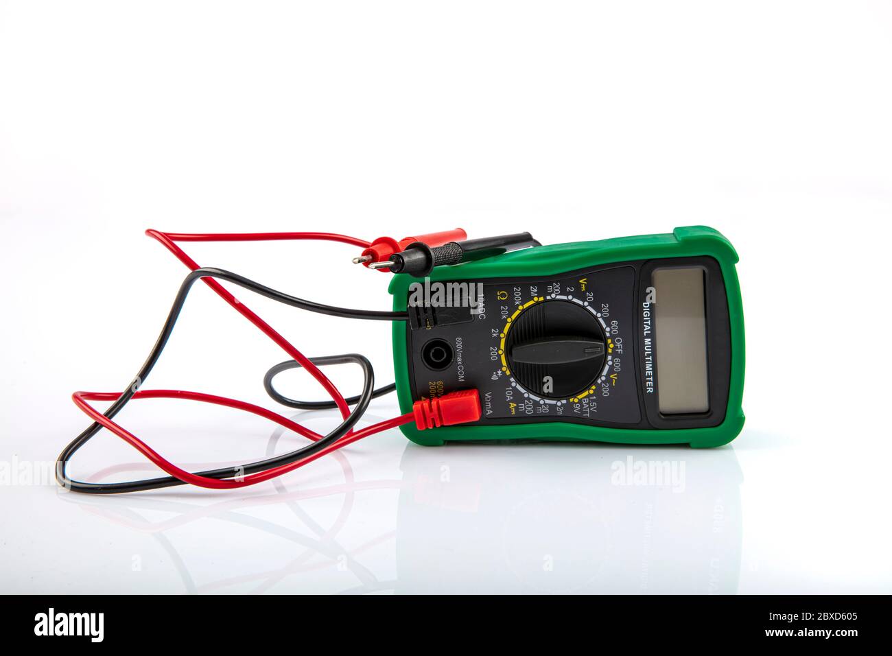 Digital electric tester multimeter. Digital multimeter with probes on a