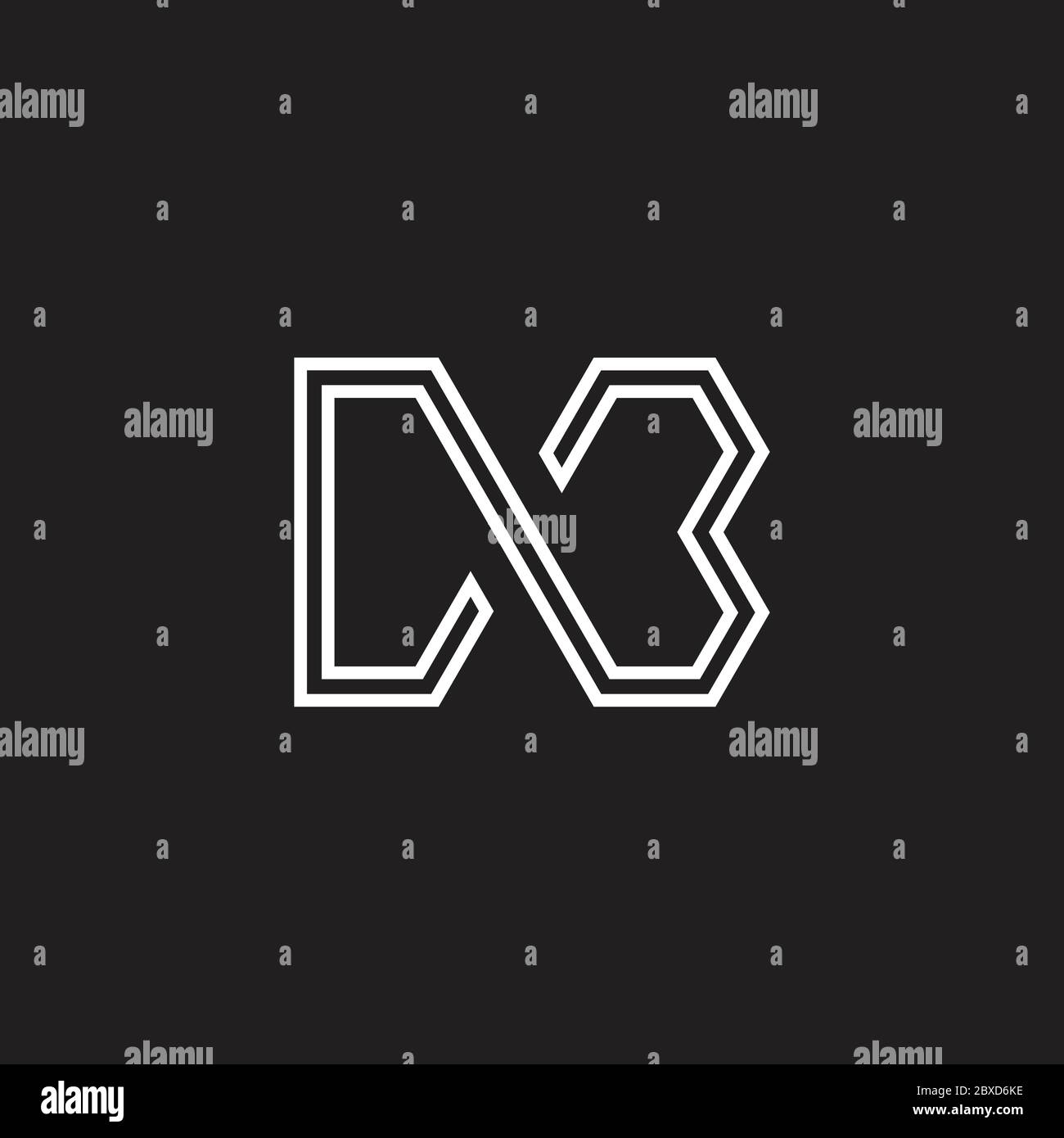 letter mb stripes geometric line symbol logo vector Stock Vector