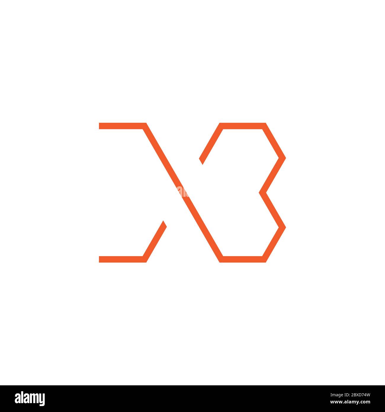 letter xb simple thin line geometric design logo vector Stock Vector