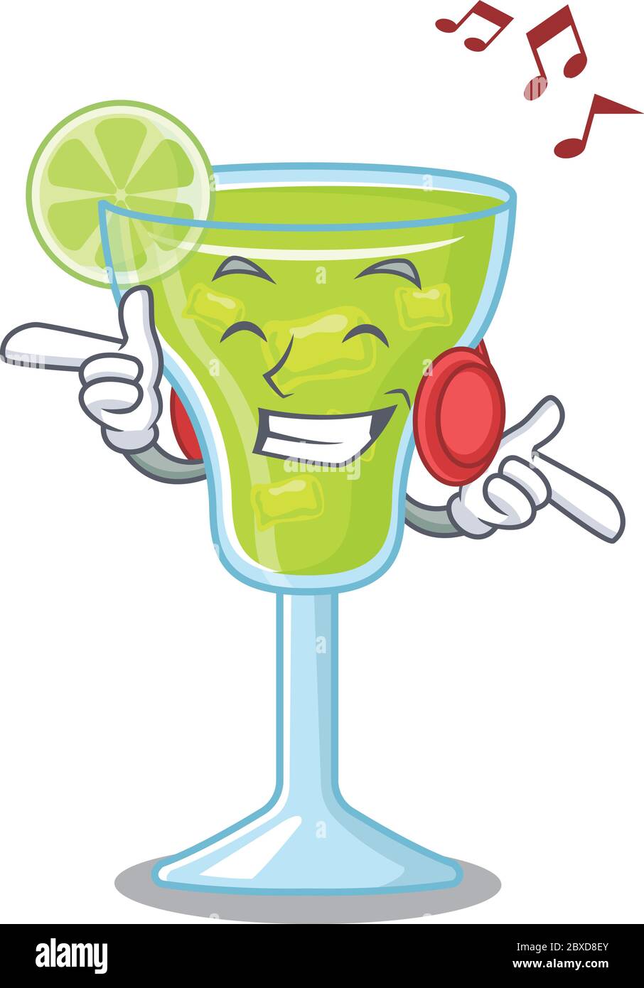 Margarita Cocktail Cartoon Design Concept Listening Music On Headphone Stock Vector Image Art Alamy