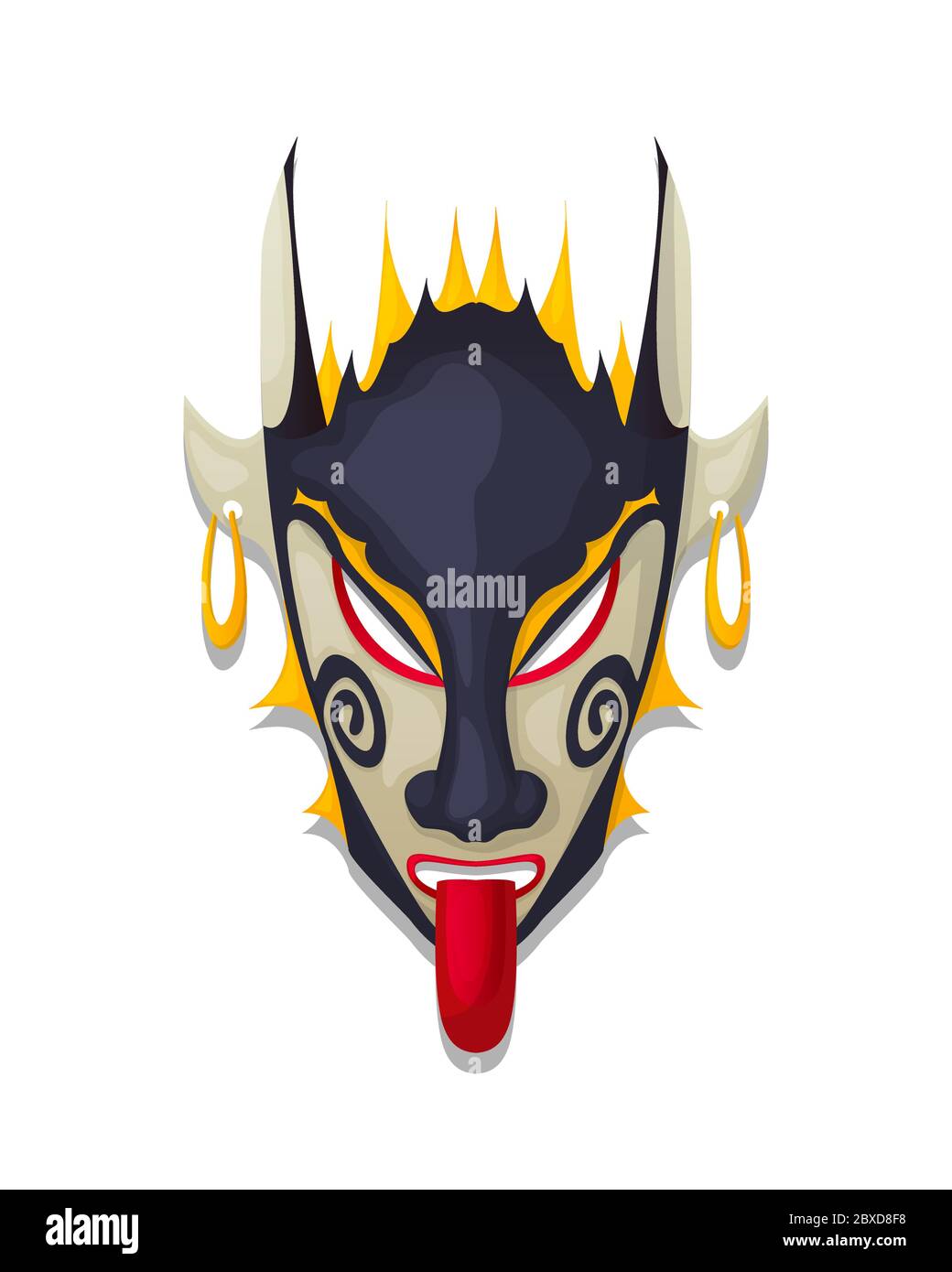 Vector decorative tribal mask, isolated object over white background