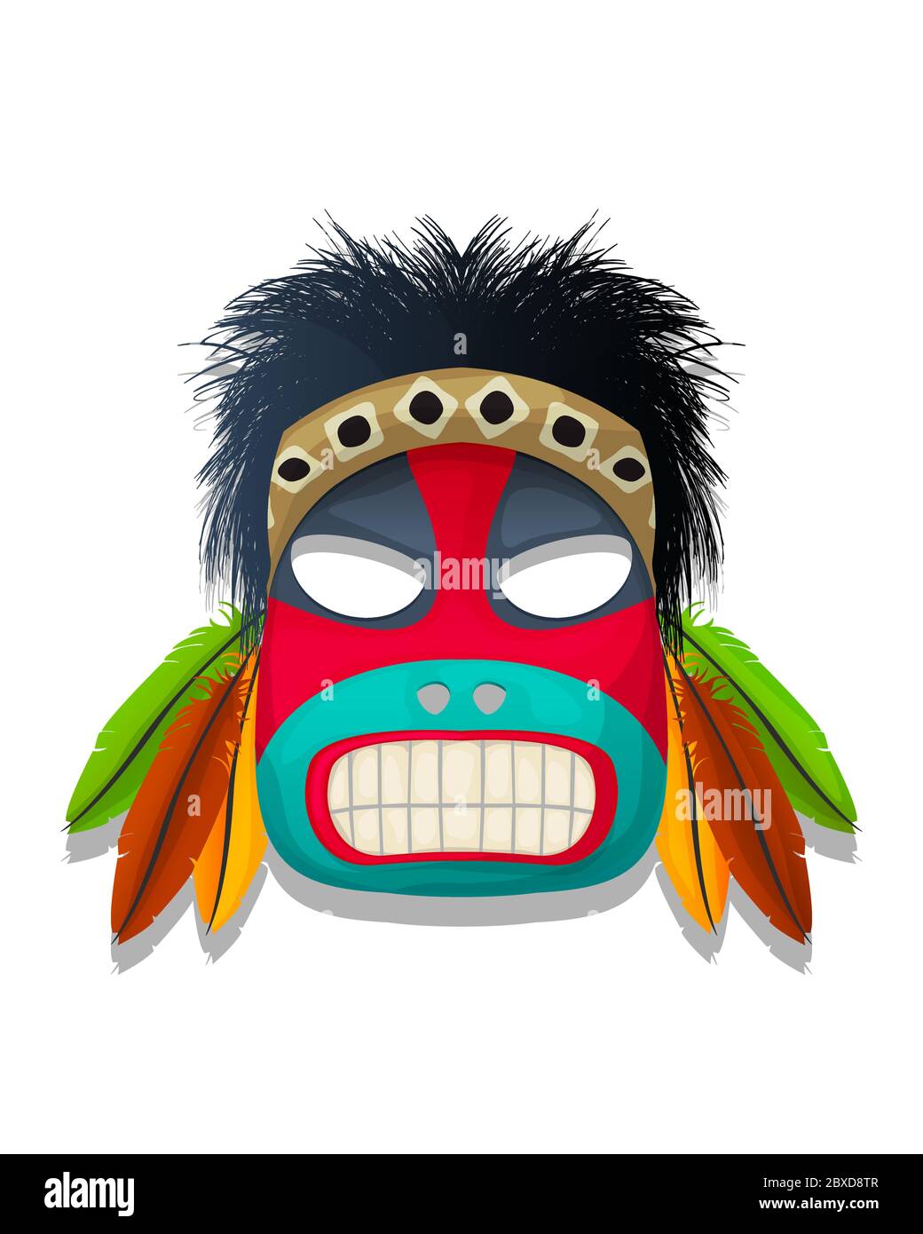 Vector decorative tribal mask, isolated object over white background