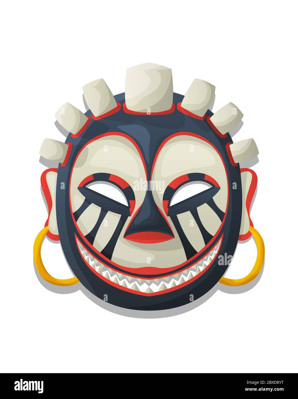 Vector decorative tribal mask, isolated object over white background