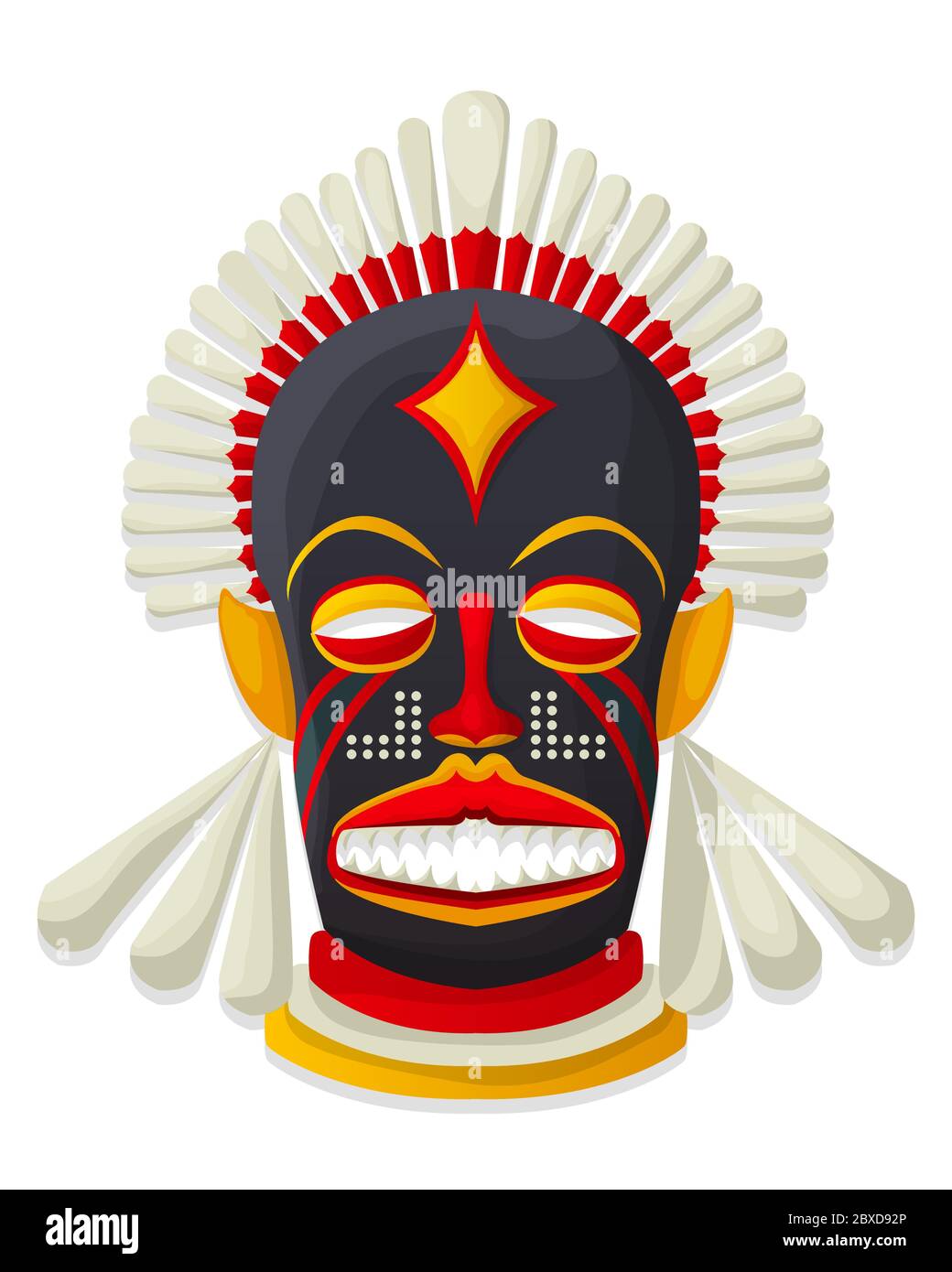 Vector decorative tribal mask, isolated object over white background