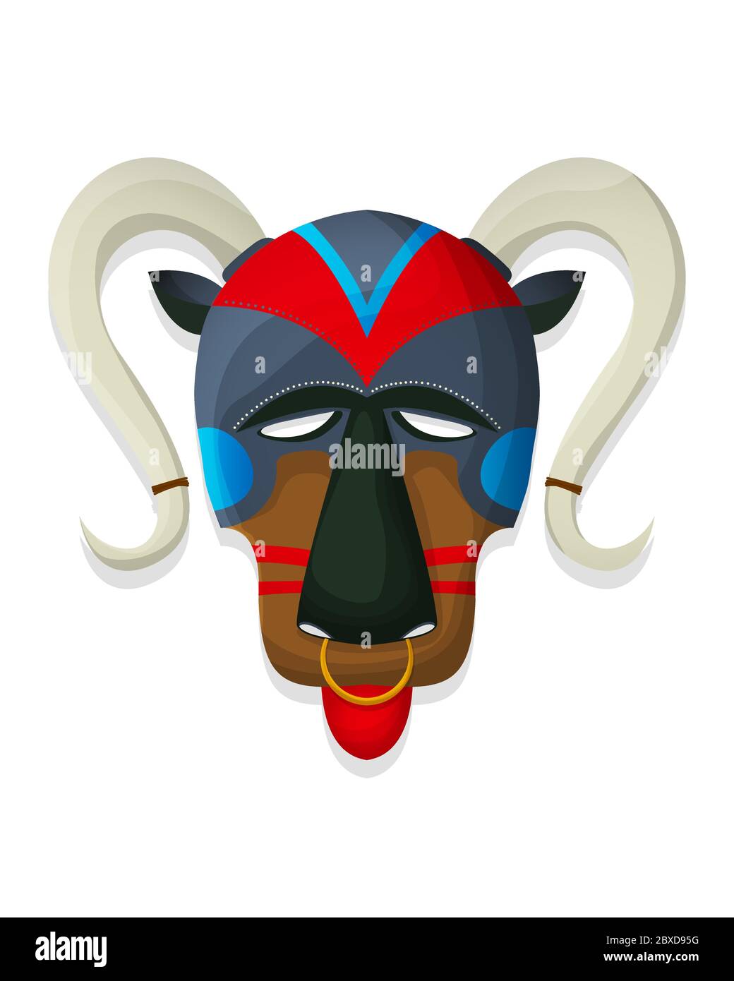 Vector decorative tribal mask, isolated object over white background