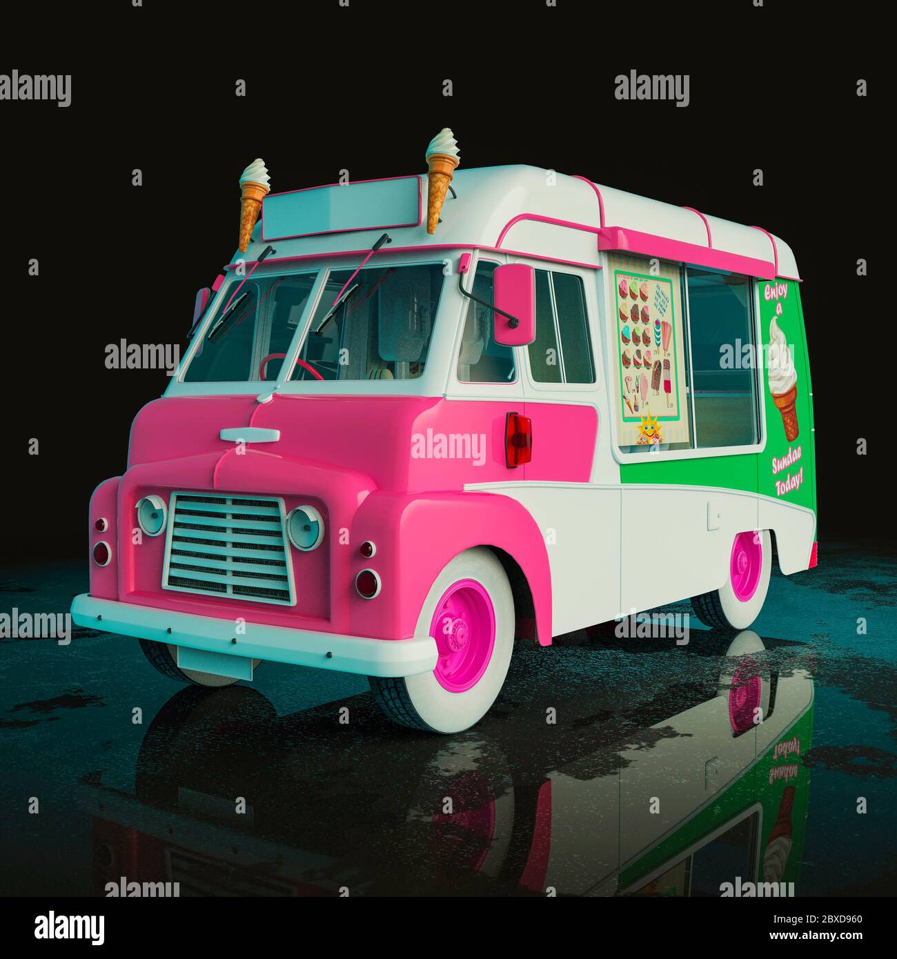 ice cream food truck will put some live in yours creations, 3d illustration Stock Photo Alamy