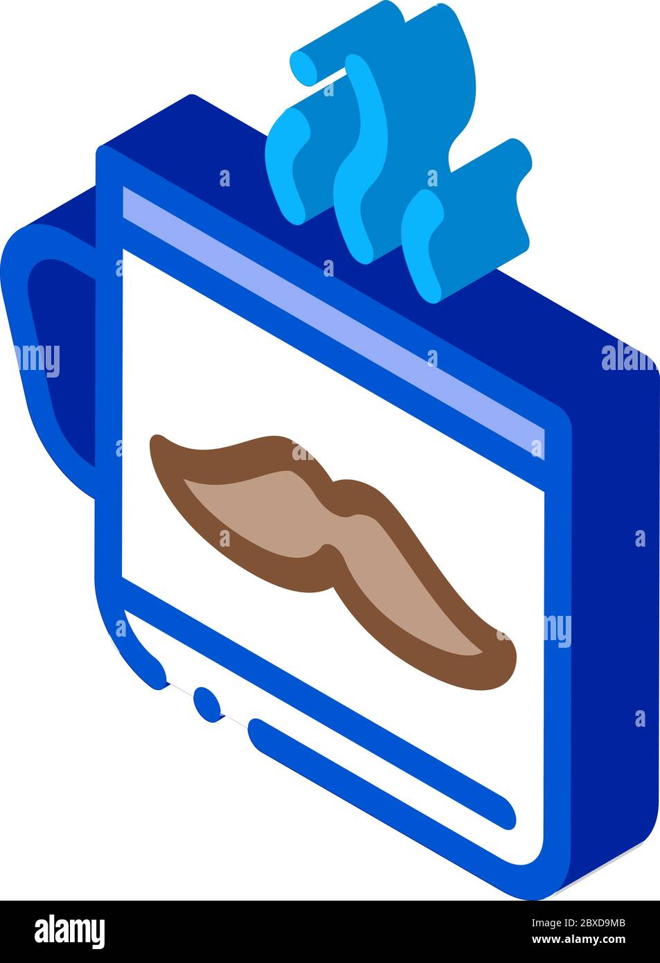 Mustache Cup Isometric Icon Vector Illustration Stock Vector