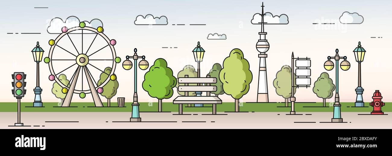 Park in the city concept vector flat style illustration Stock Vector ...