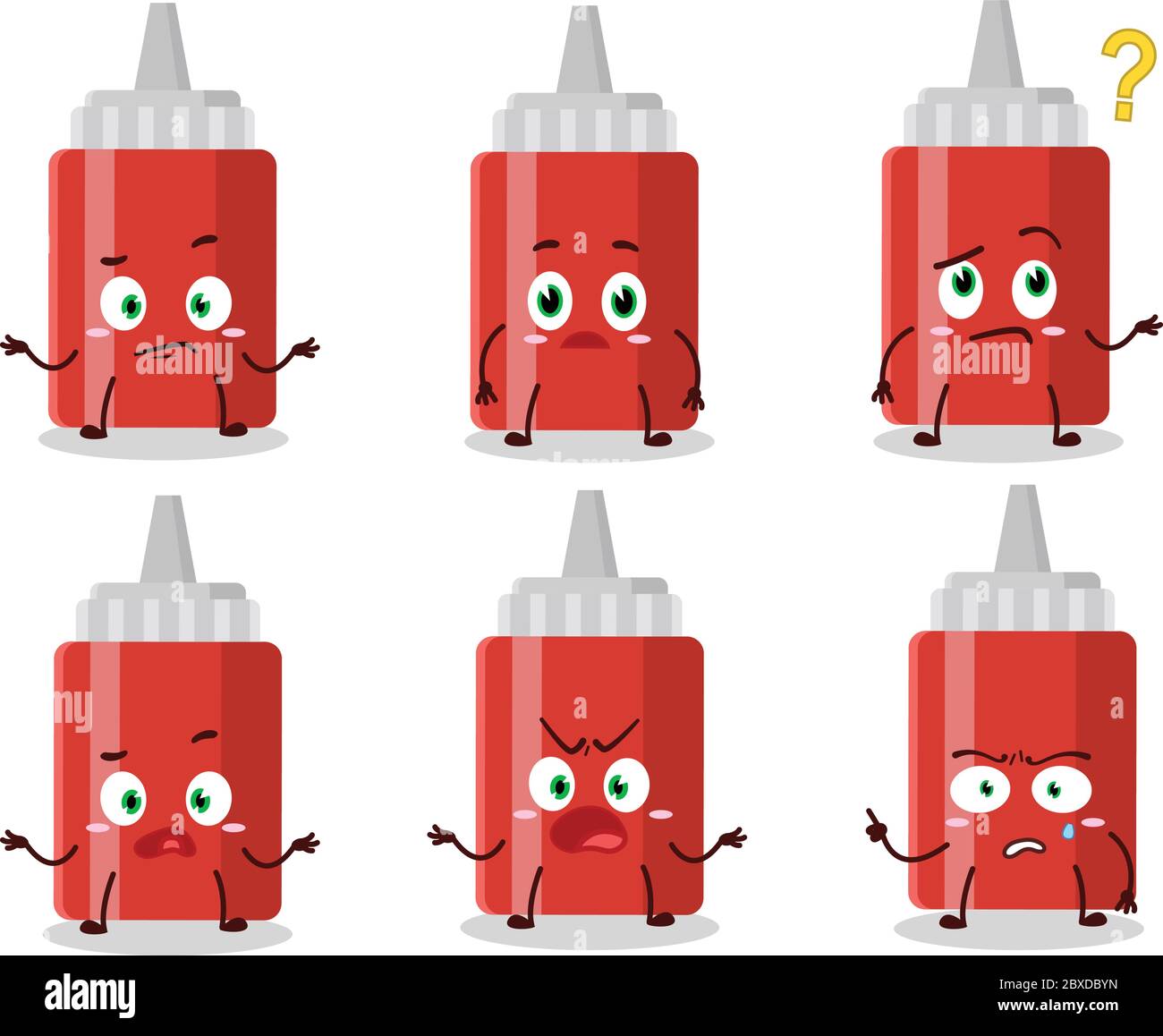 Cartoon character of sauce bottle with what expression Stock Vector
