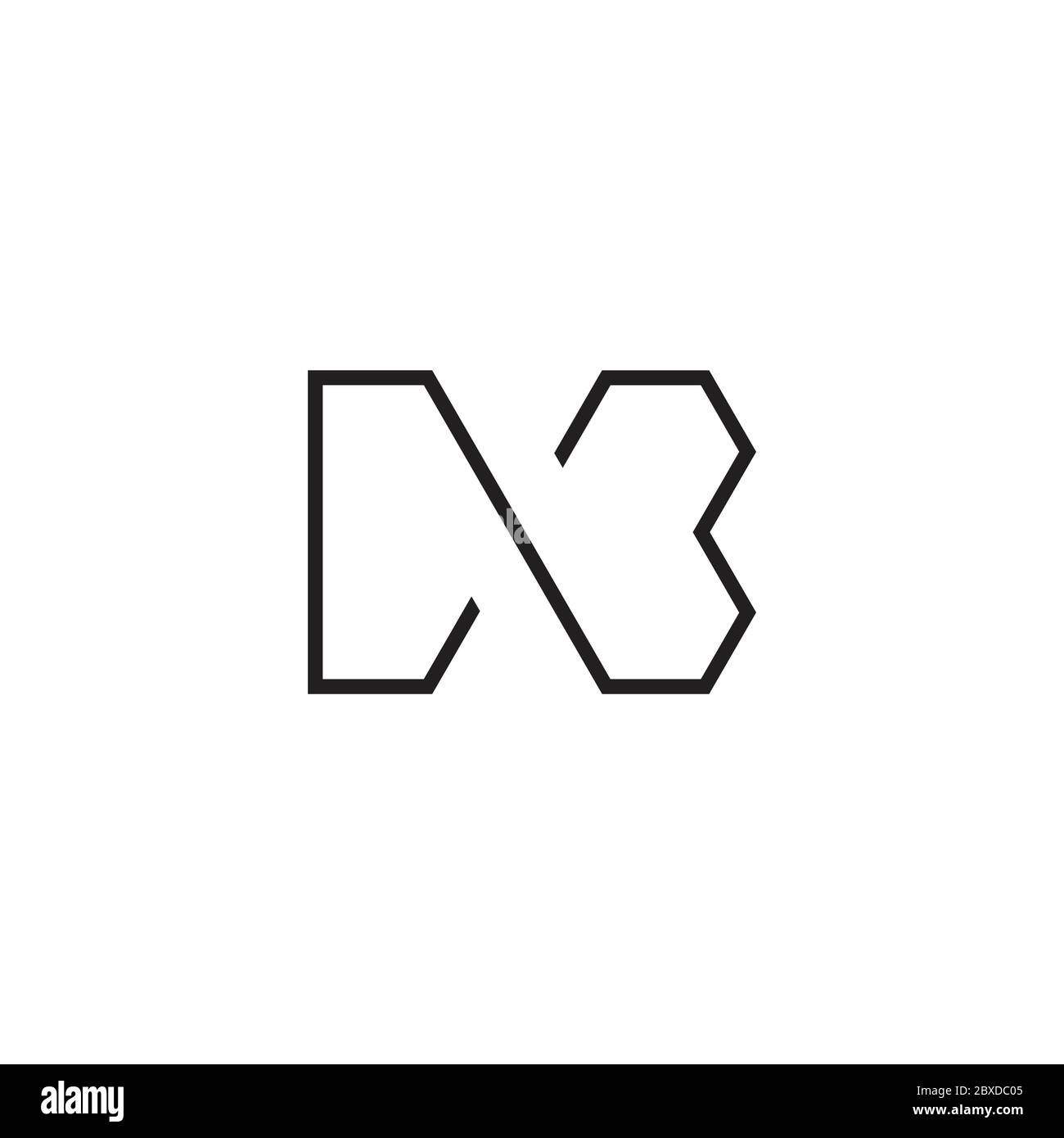 letter mb simple geometric line symbol logo vector Stock Vector