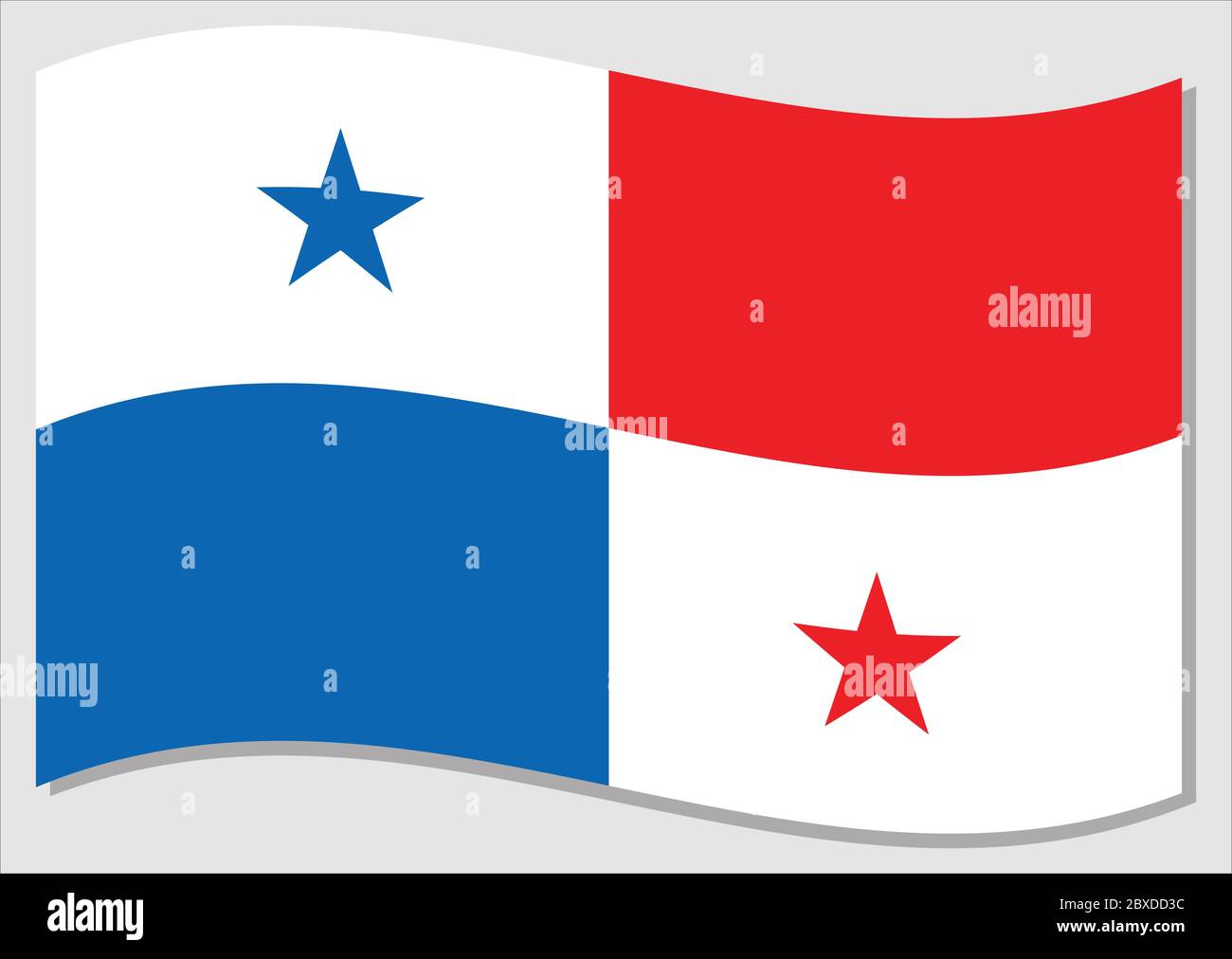 Waving flag of Panama vector graphic. Waving Panamanian flag illustration. Panama country flag wavin in the wind is a symbol of freedom and independen Stock Vector