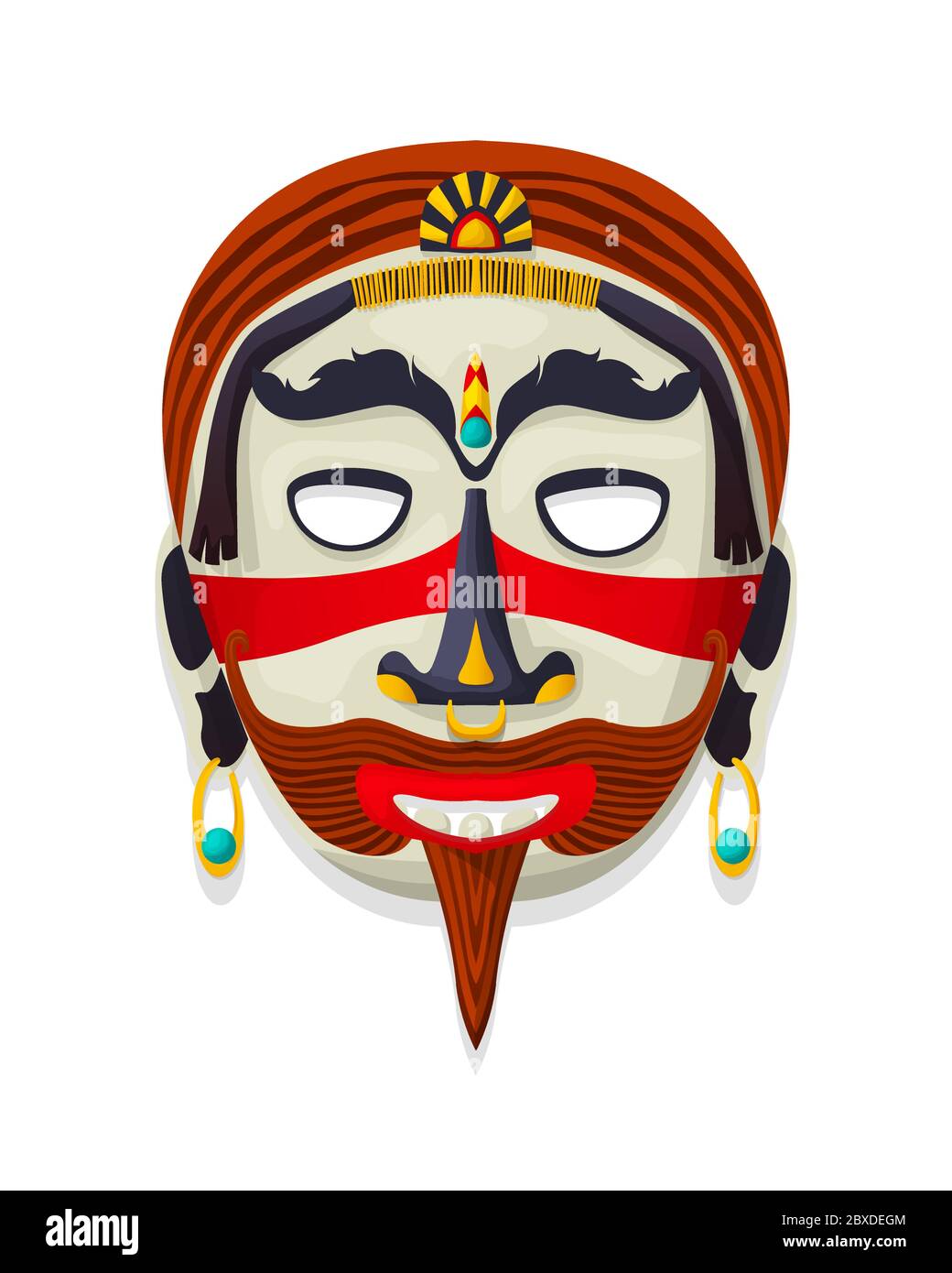 Vector decorative tribal mask, isolated object over white background