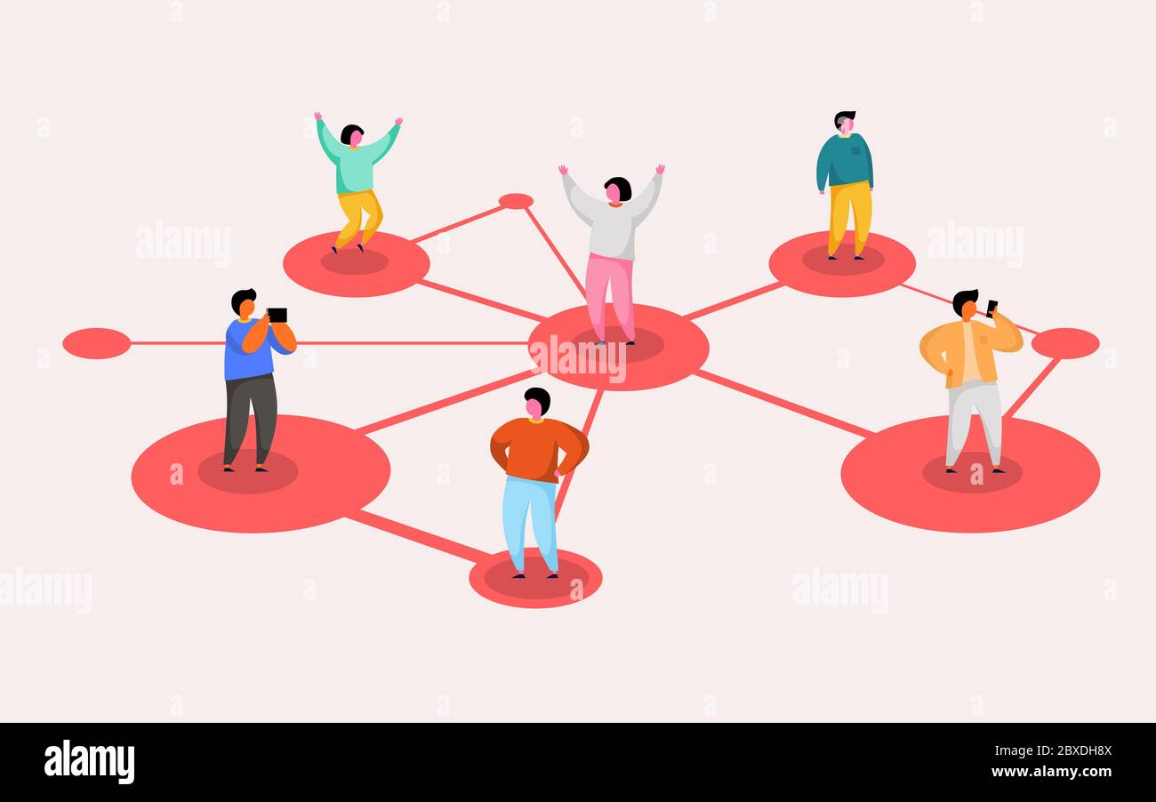 Connecting people. Social network concept. Refer a friend program ...
