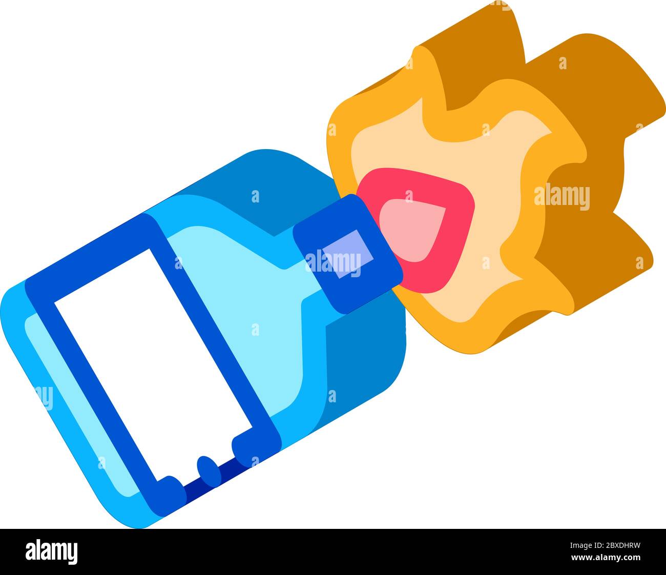 burning bottle isometric icon vector illustration Stock Vector