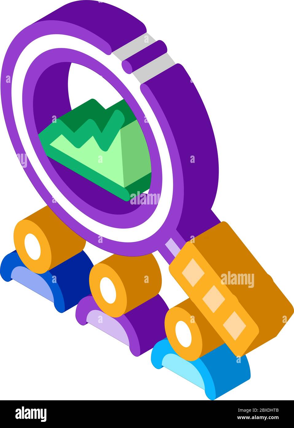 study on upward profit growth isometric icon vector illustration Stock Vector