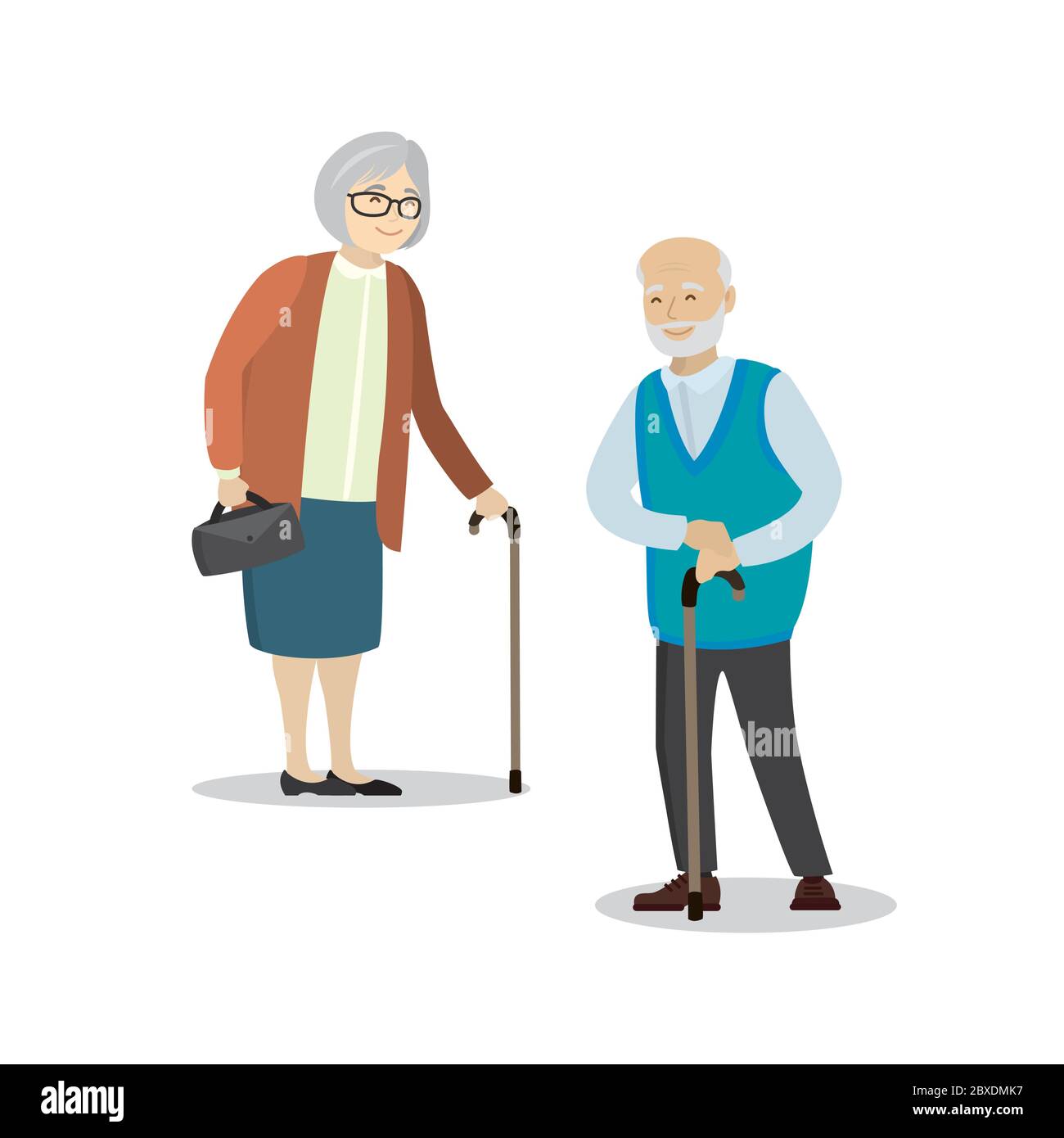 Elderly People,grandmother and grandfather isolated on white background