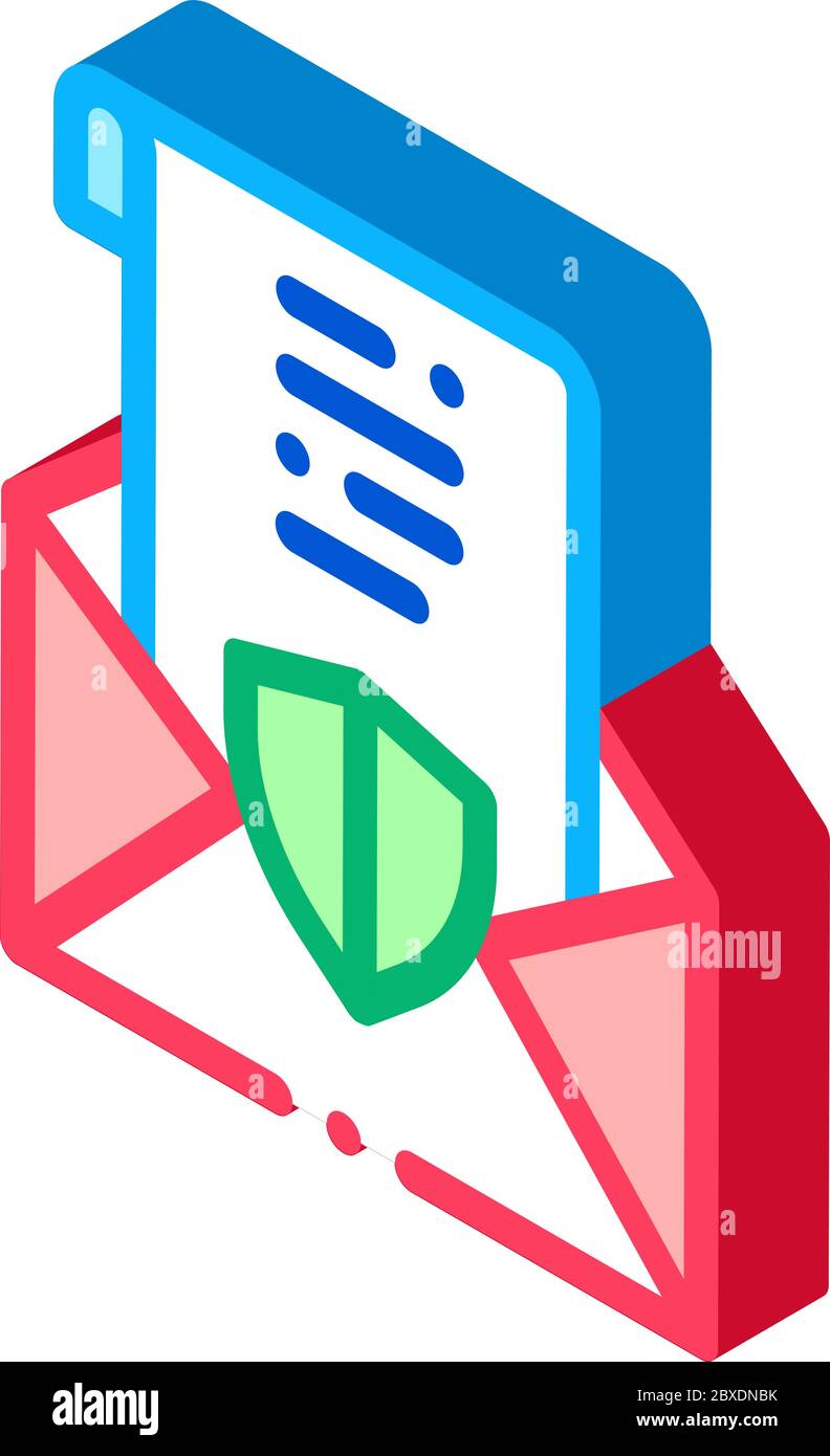 protected letter isometric icon vector illustration Stock Vector