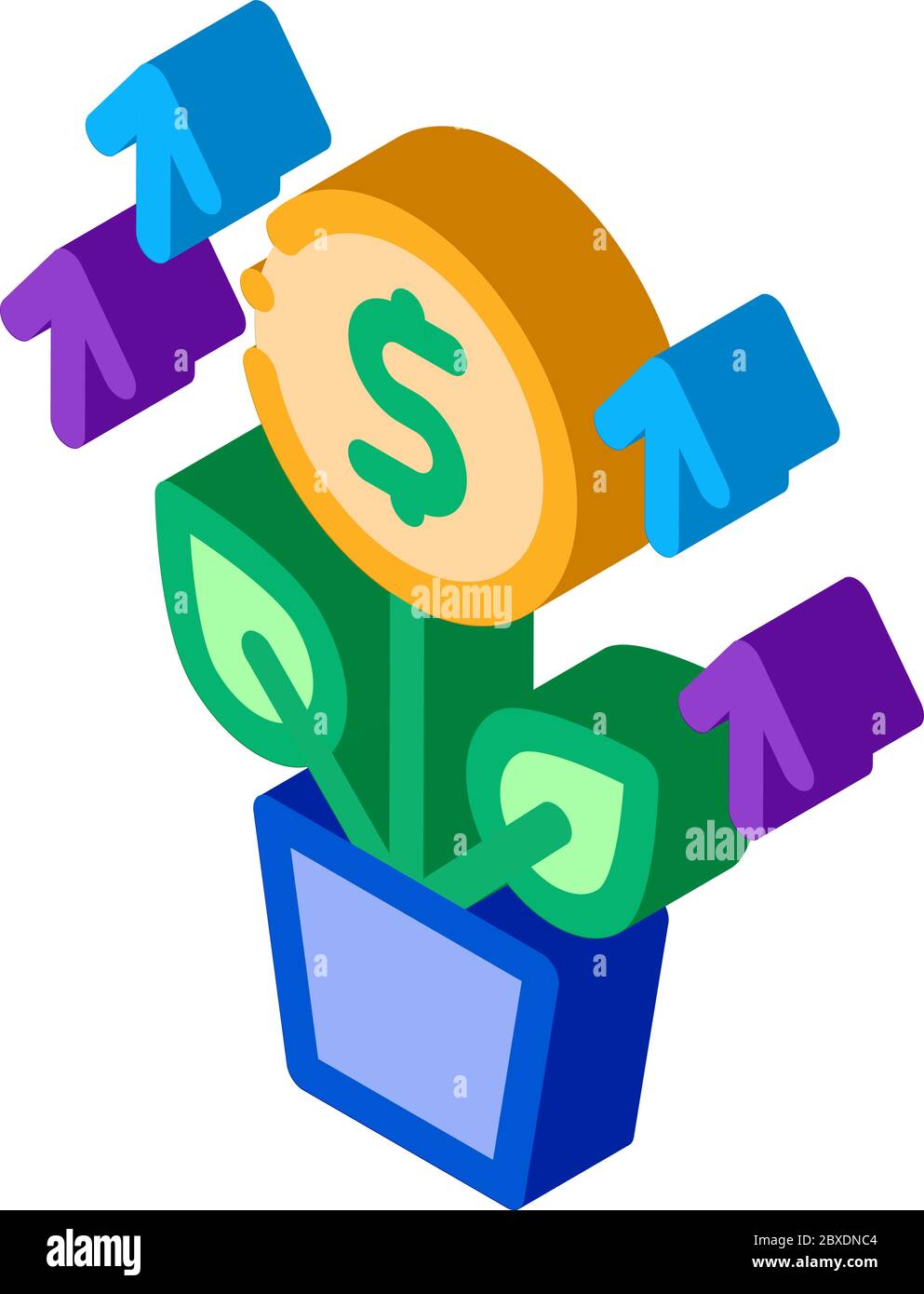 growing money tree isometric icon vector illustration Stock Vector ...
