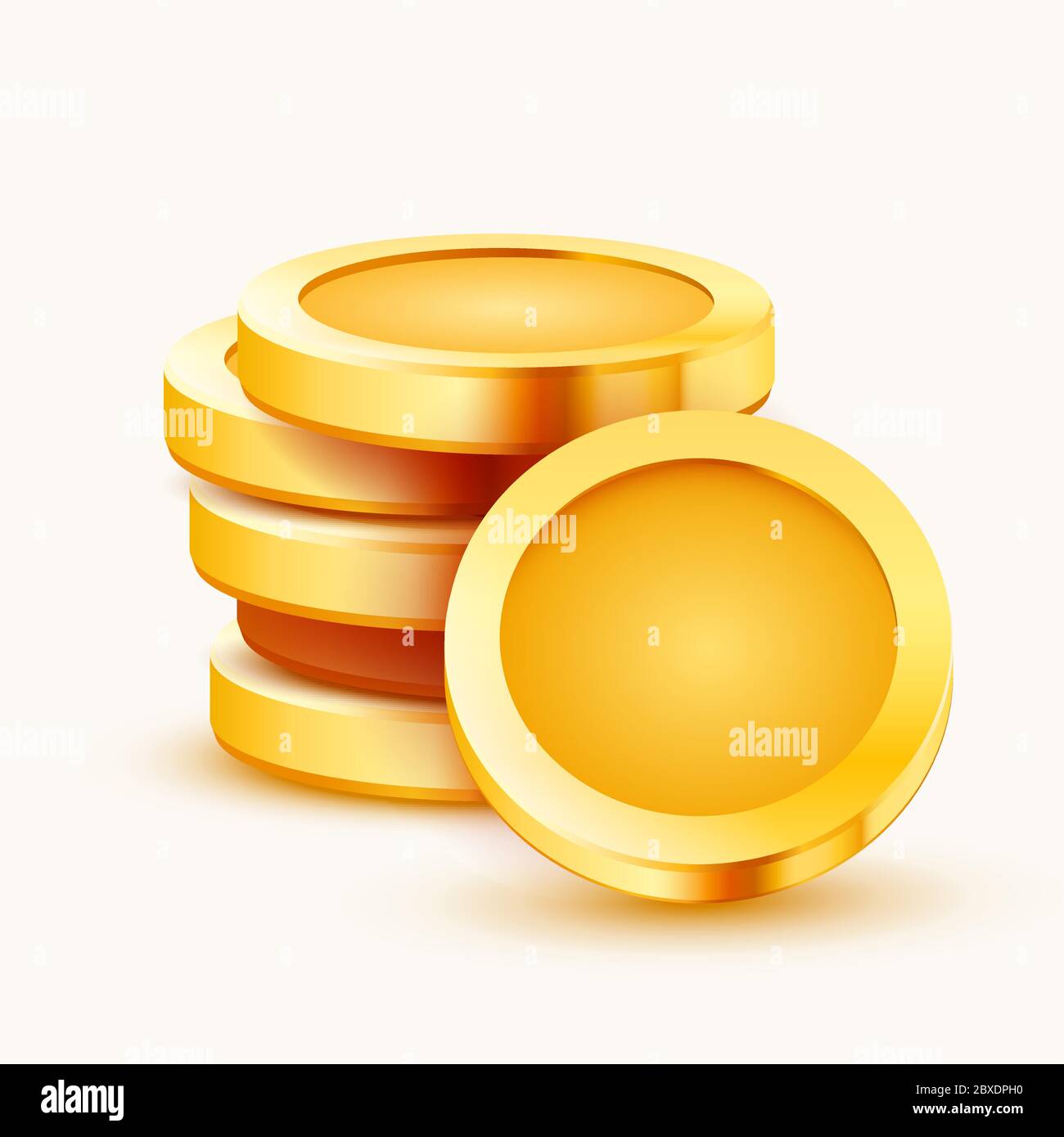 Stack of golden coins isolated on white background. Vector illustration ...