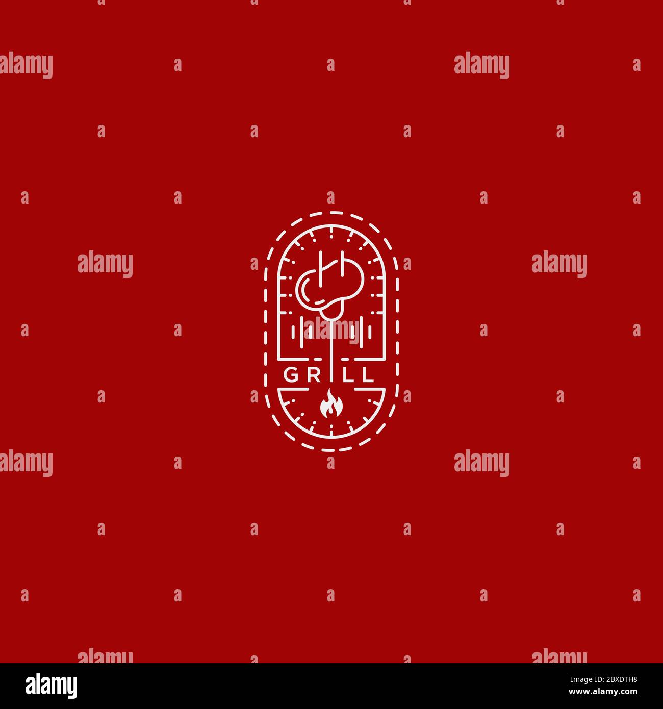 Grilled Meat Minimal Logo Design Template Vector Stock Vector