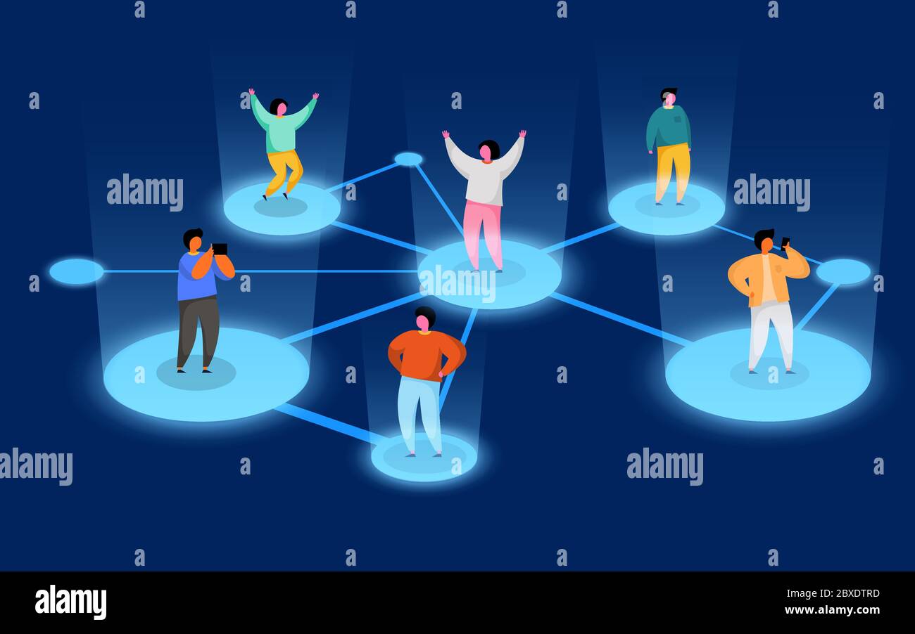 Connecting people. Social network concept. Refer a friend program