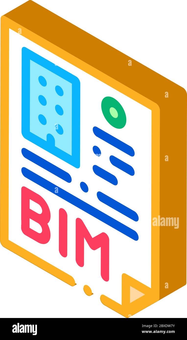 report on building information modeling isometric icon vector illustration Stock Vector