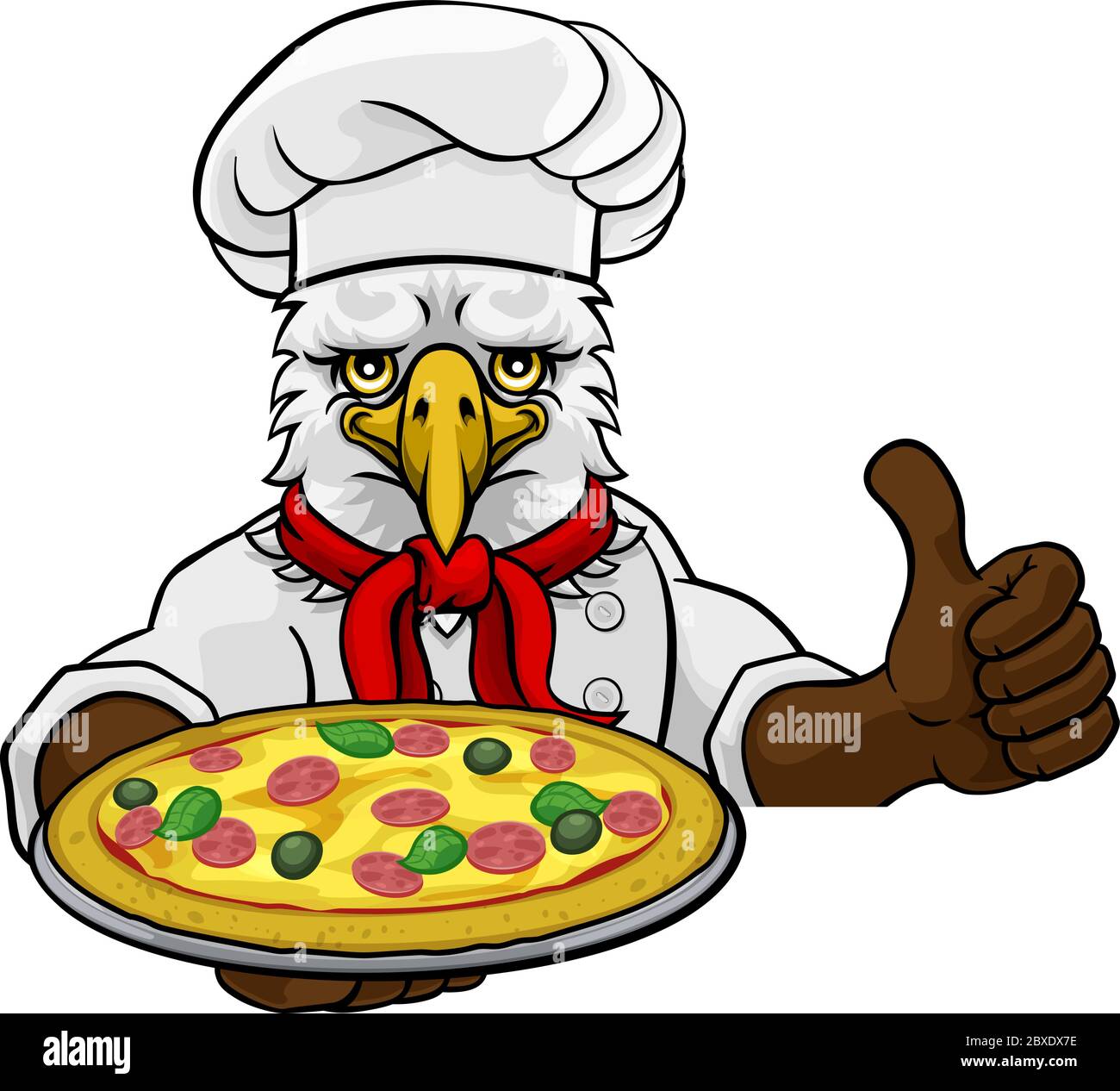 Eagle Pizza Chef Cartoon Restaurant Mascot Sign Stock Vector
