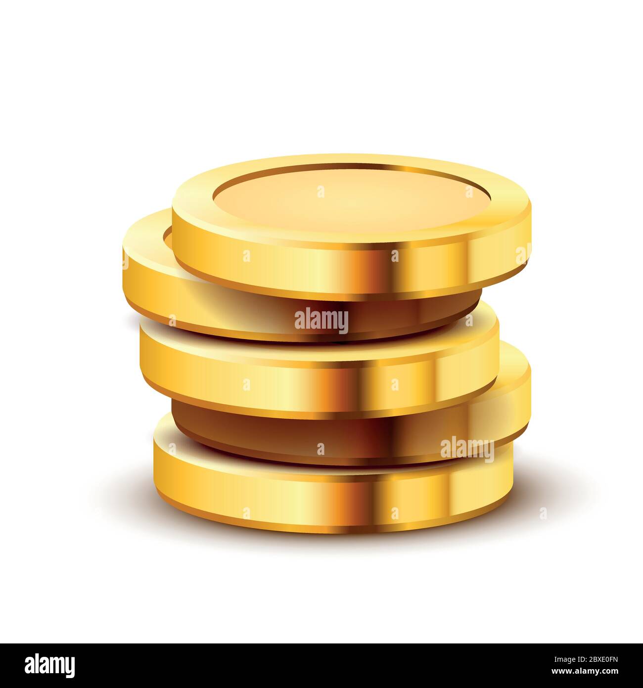 Stack of golden dollar coins isolated on white background. Vector ...