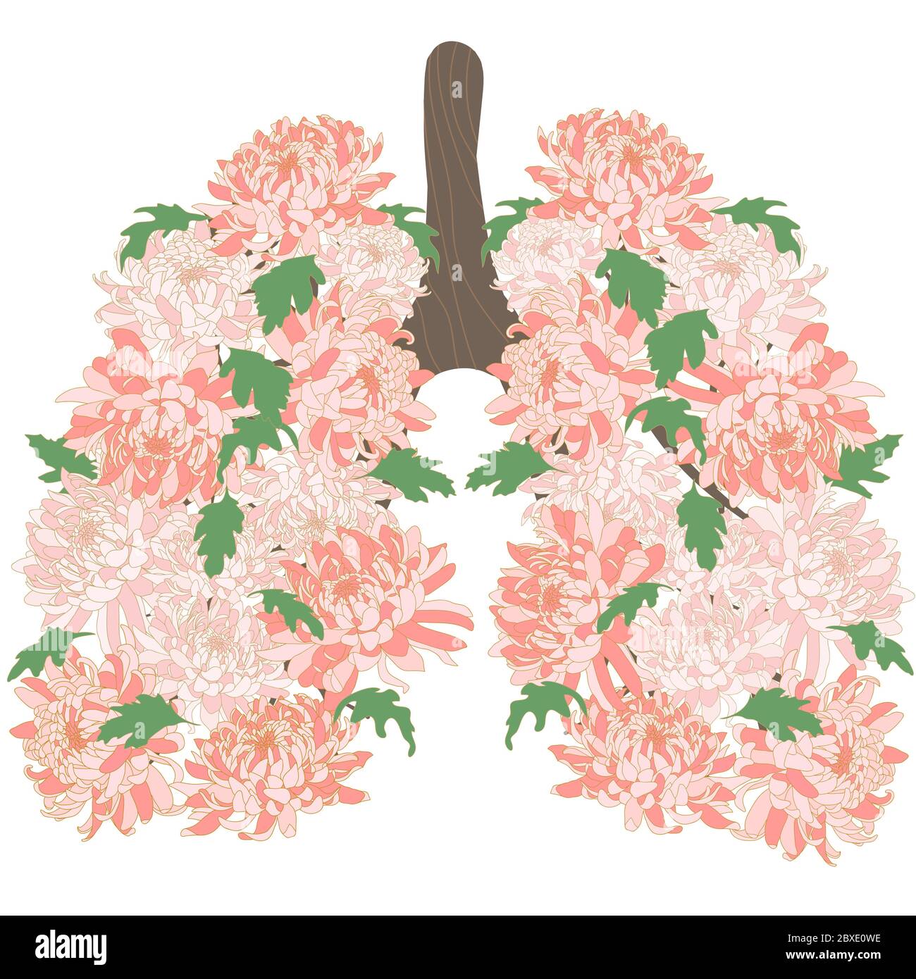 Blooming, healthy human lungs. World-wide day against pneumonia. The fight against tuberculosis in medicine. Smoker's lungs and healthy.Lungs in Stock Vector
