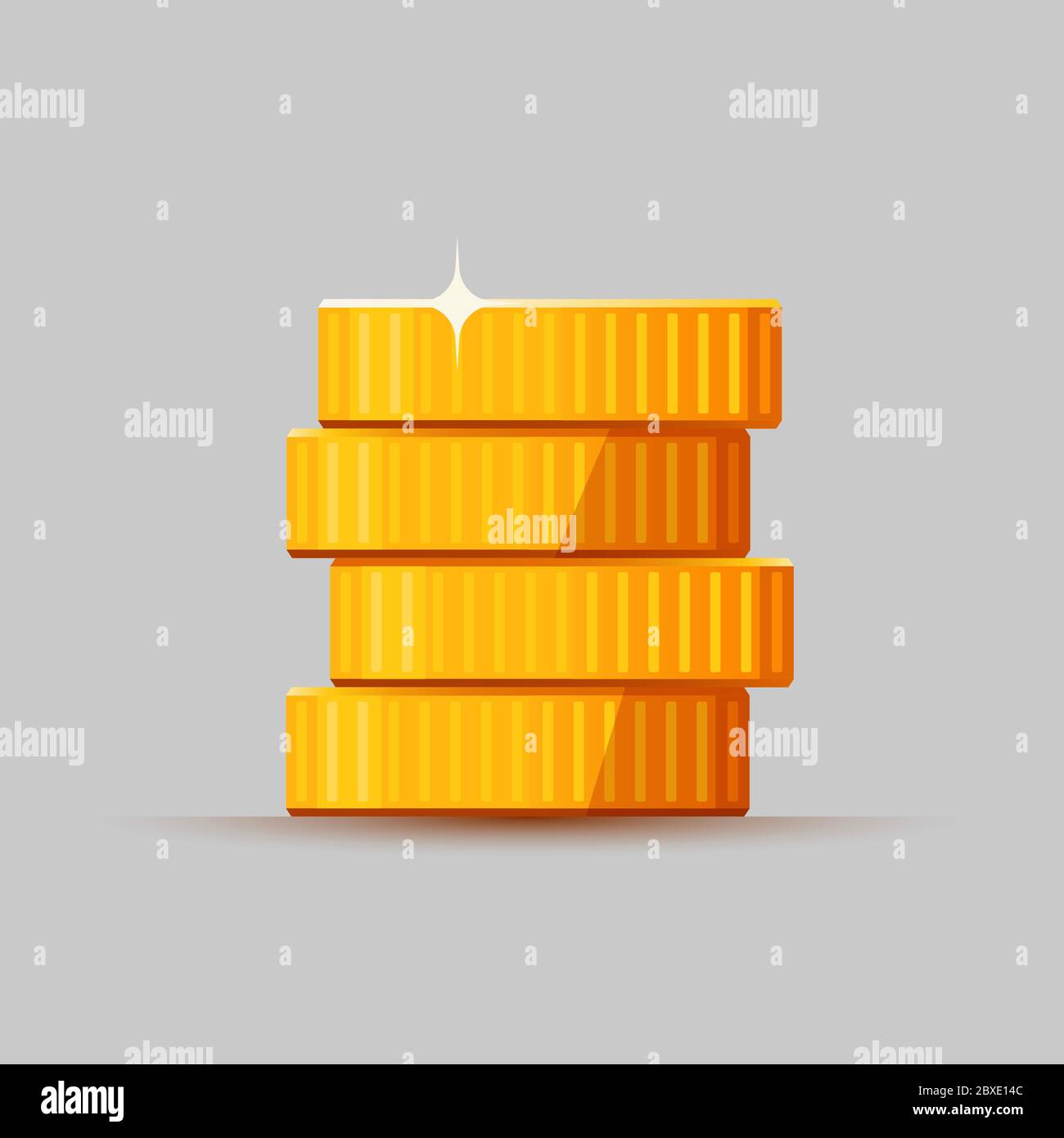 Growing stack of golden dollar coins isolated on white background ...