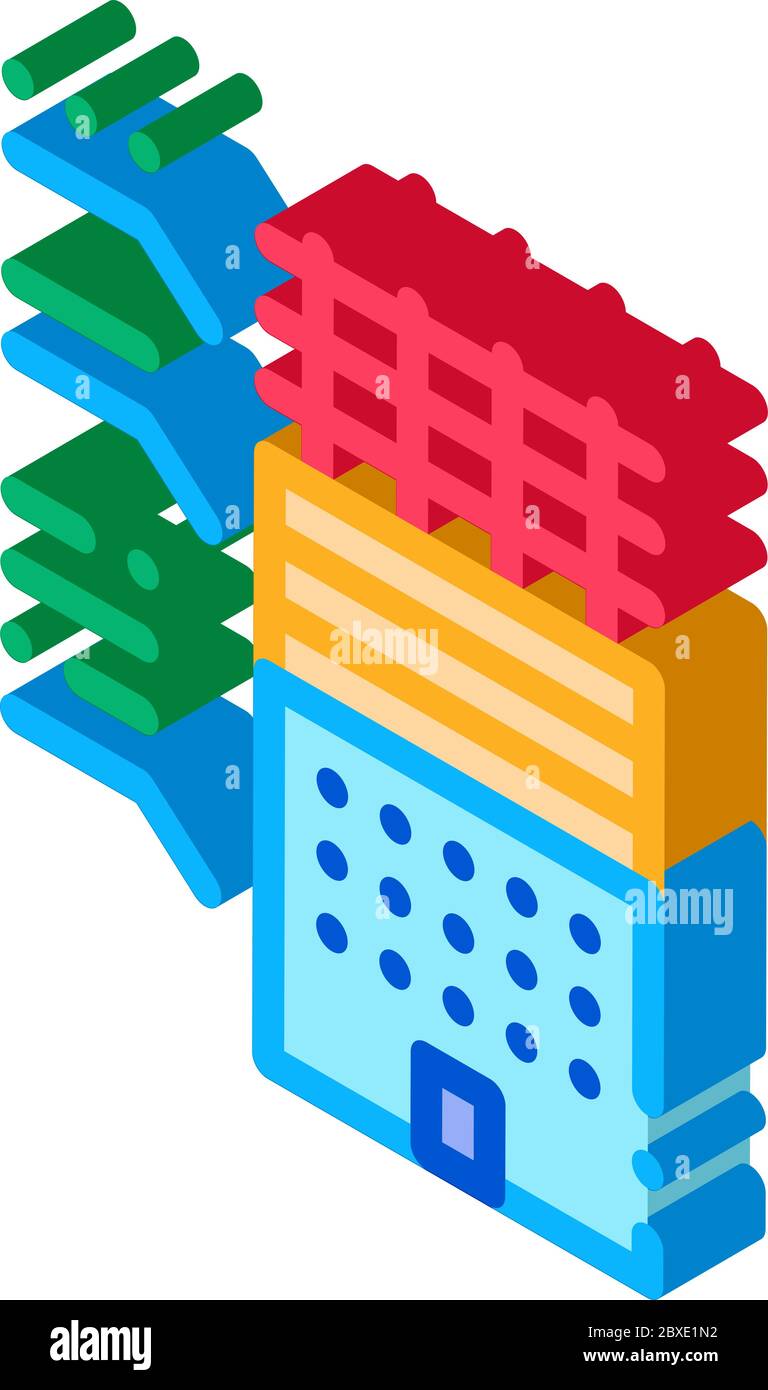 analysis of functions of parts of residential building isometric icon